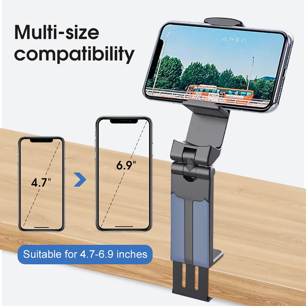 360° Rotatable Adjustable Phone Holder - Universal Foldable & Retractable Mobile Phone Stand for Car, Desk, Travel, Home & Office Use - Black