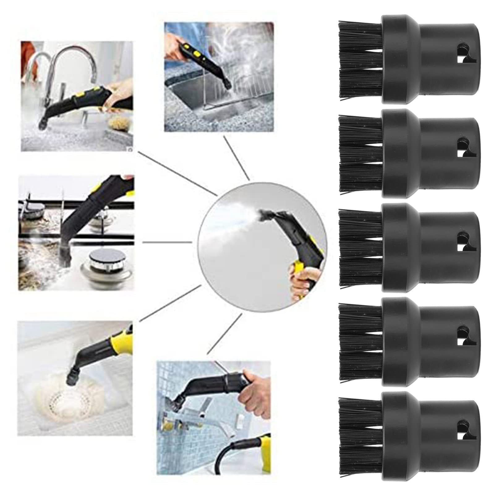 Zerodis 5PCS Steam Engine Brush Replacement for Karcher SC1 SC2 SC3 SC4 SC5 - Compatible with Steam Cleaners for Deep Carpet & Upholstery Cleaning