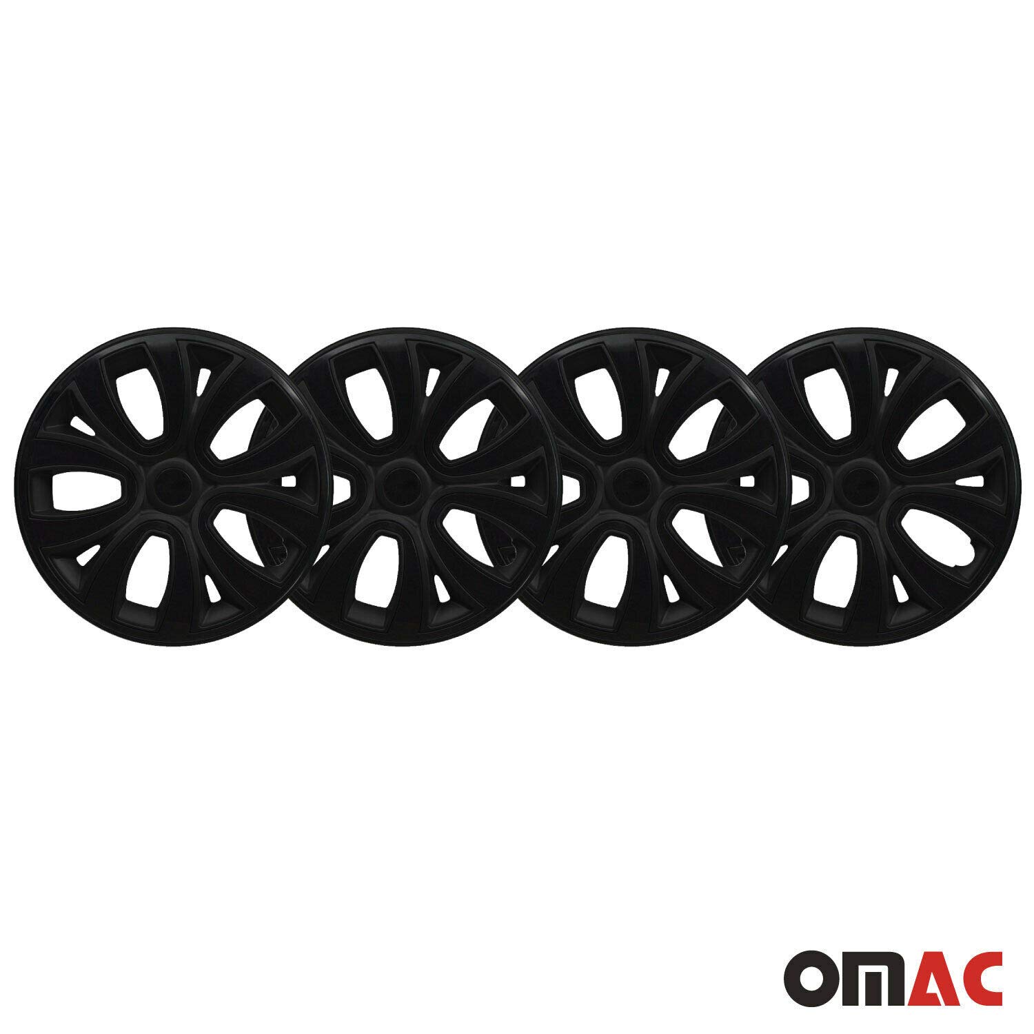 OMAC - 15 Inch Glossy Black Hub Caps Set of 4 for Hyundai Elantra | Premium Snap-On Wheel Covers | Durable Replacement Rim Accessories | Perfect for Car Upgrades & Protection