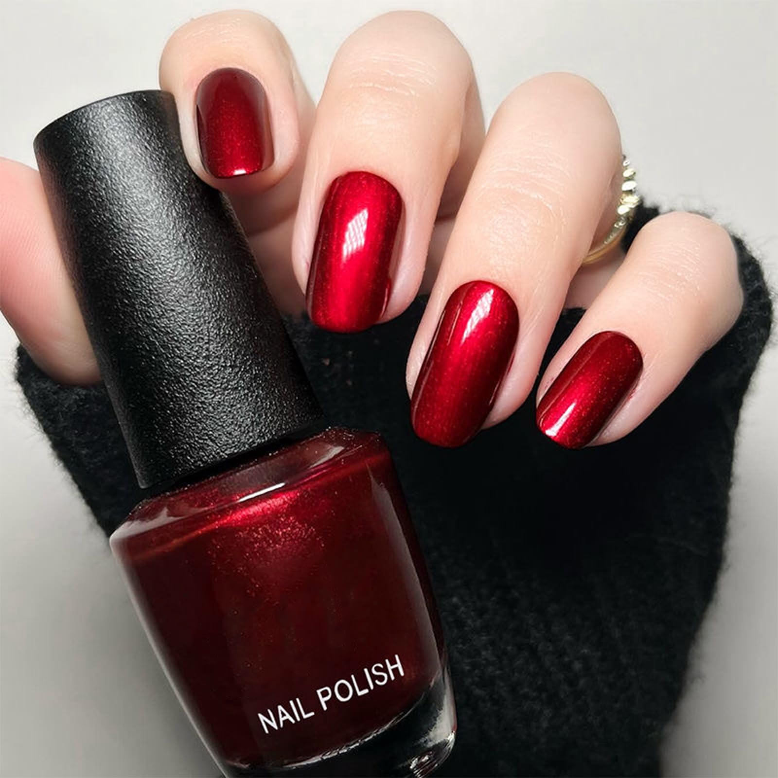 COSMOO Wine Red Nail Polish - 12ml Burgundy Quick Dry Nail Lacquer with Shimmer Finish | Long Lasting Ultra Chrome Nail Enamel for Women | Perfect for Parties, Weddings & Special Occasions (0.41 fl oz)