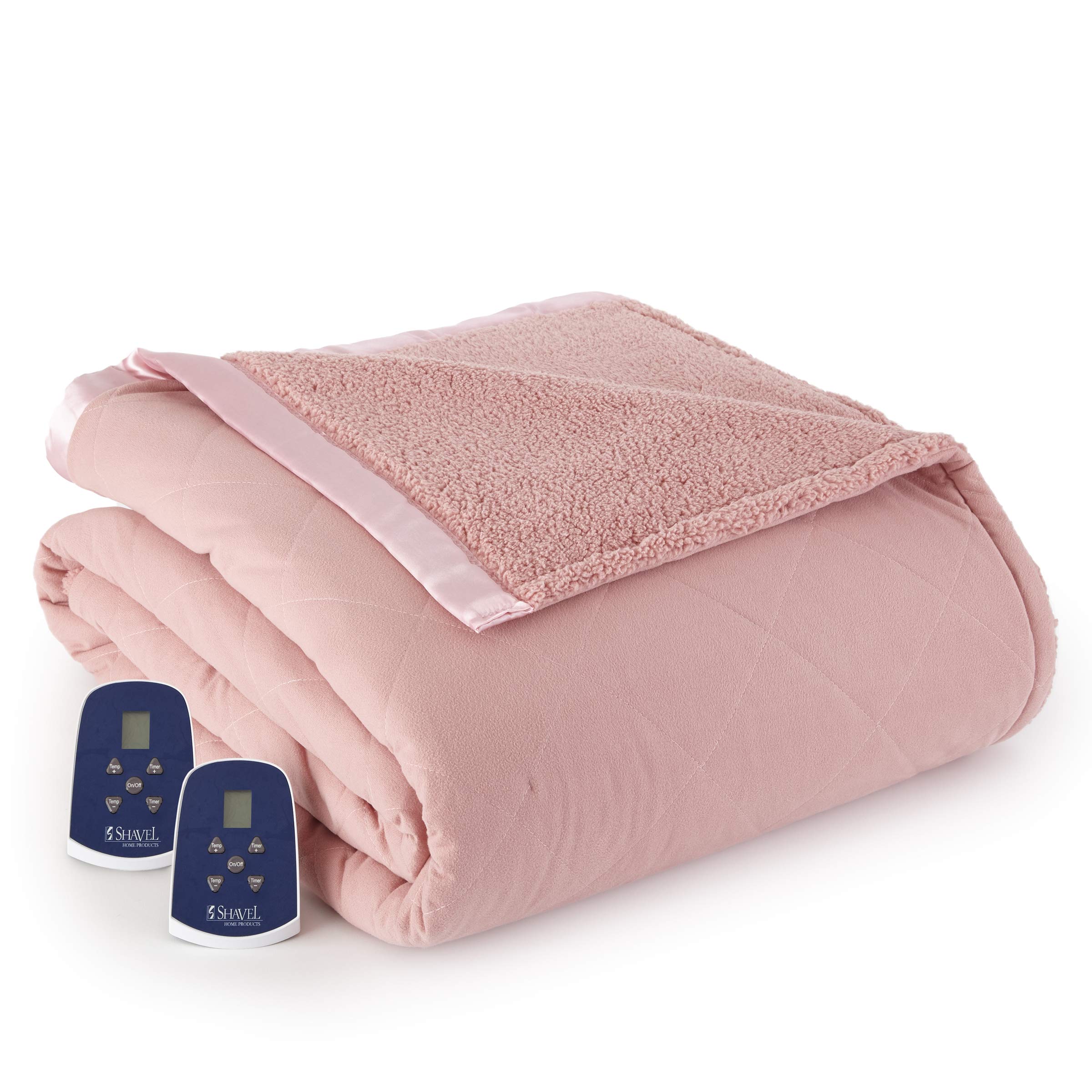 Thermee Micro Flannel King-Size Heated Electric Blanket with Sherpa - Machine Washable, 10-Hour Timer & Auto Shutoff - 100