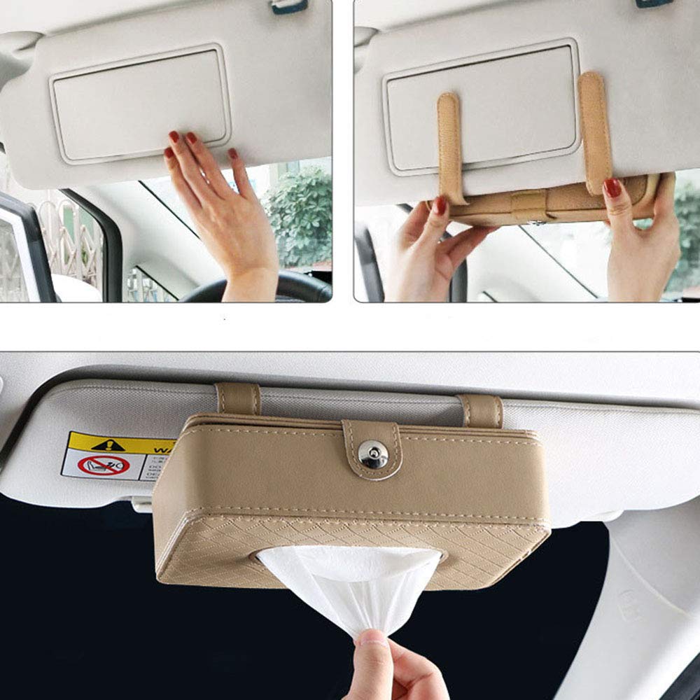 Car Tissue Box Holder - Vehicle Paper Tissue Dispenser Cover with Non-Slip Base | Perfect for Car, SUV, Truck & Office Use