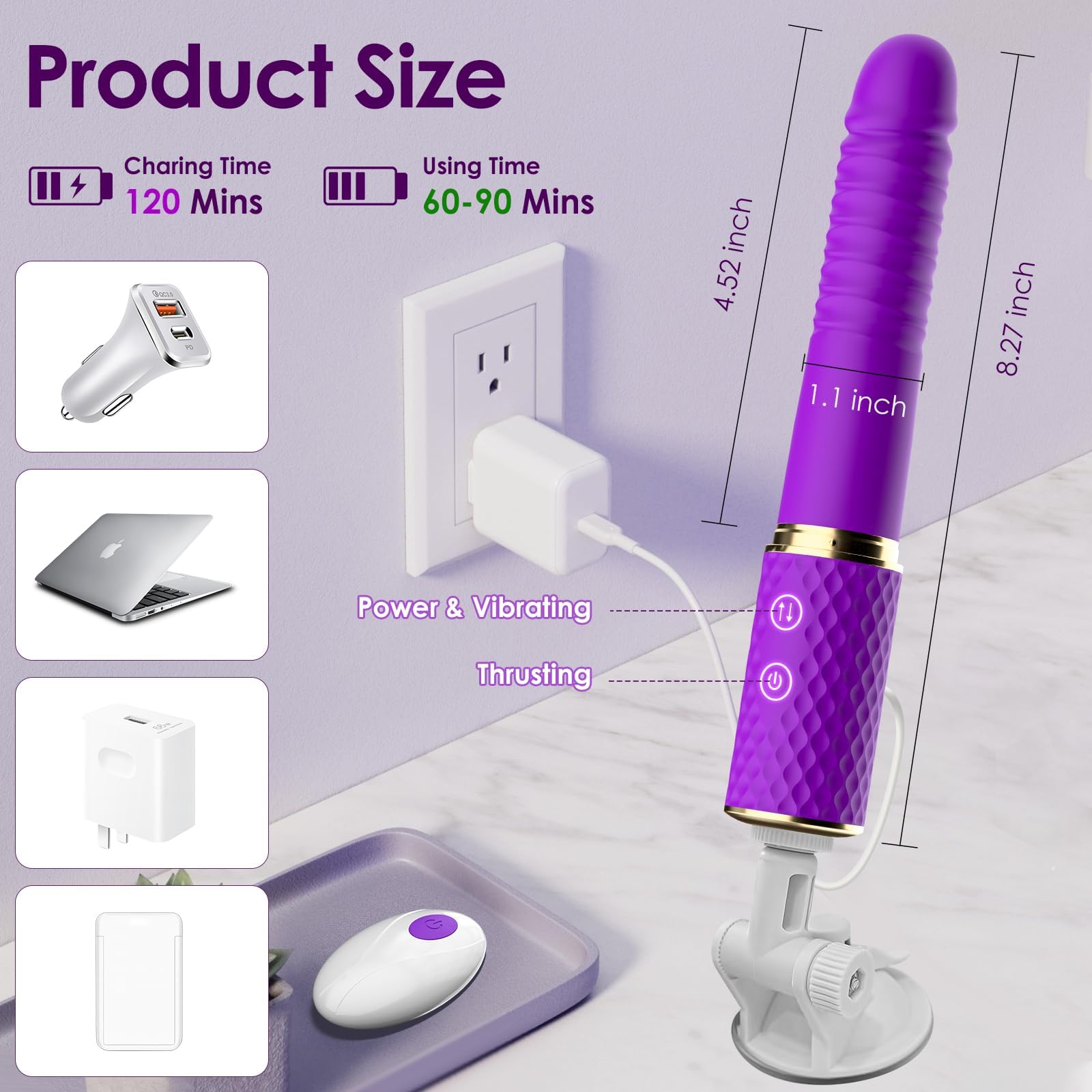 Remote Control Thrusting Dildo Vibrator for Women - 3 Thrusting & 10 Vibration Modes, G Spot & Clitoral Stimulation Sex Toy, Realistic Couples Massager for Bedroom Fun & Intimate Play