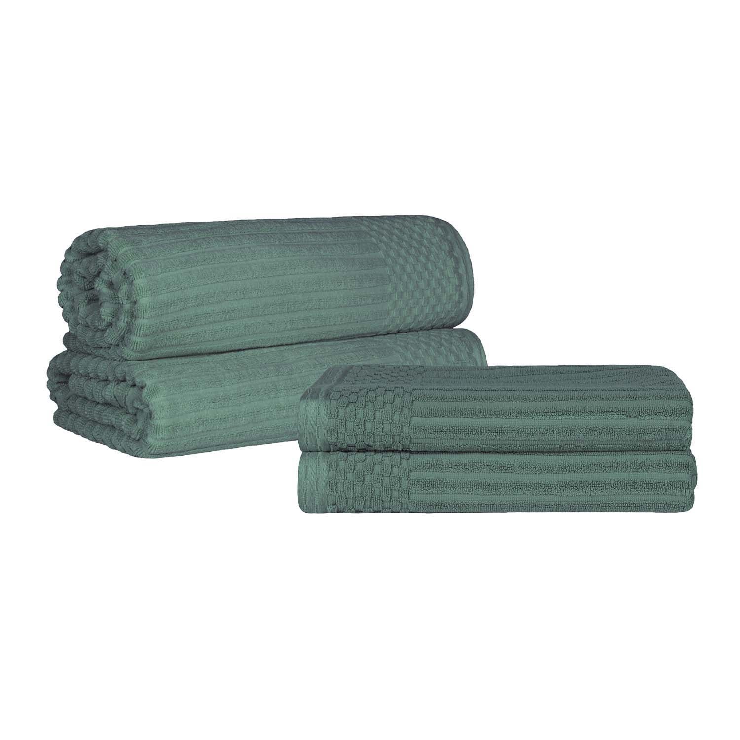 Premium Soho Ribbed Textured Cotton Bath Towel Set - Ultra Absorbent & Quick Dry - Luxury Spa & Bathroom Towels for Hotel, Home, Gym Use