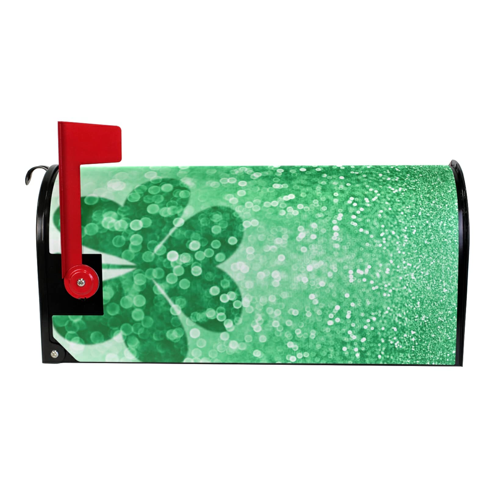 Glitter Green Clover Magnetic Mailbox Cover - Weatherproof Outdoor Post Box Decoration for Garden, Yard & Front Porch | Perfect for St. Patrick's Day, Spring & Holiday Home Decor