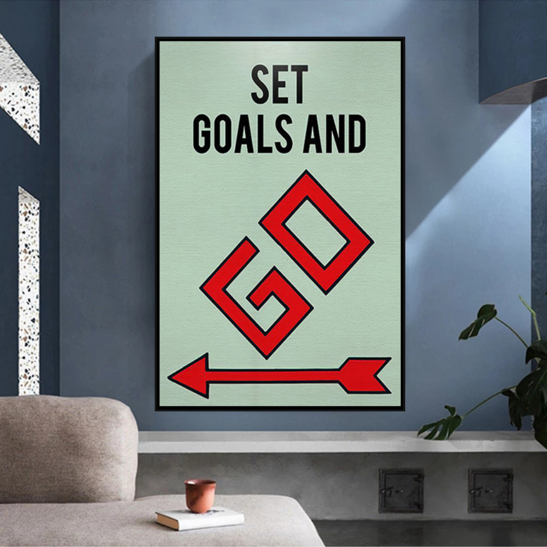 Alec Monopoly Set Goals and Go Play Card - Canvas Wall Art Decor for Home, Office & Game Room - Perfect Gift for Art Lovers & Board Game Fans