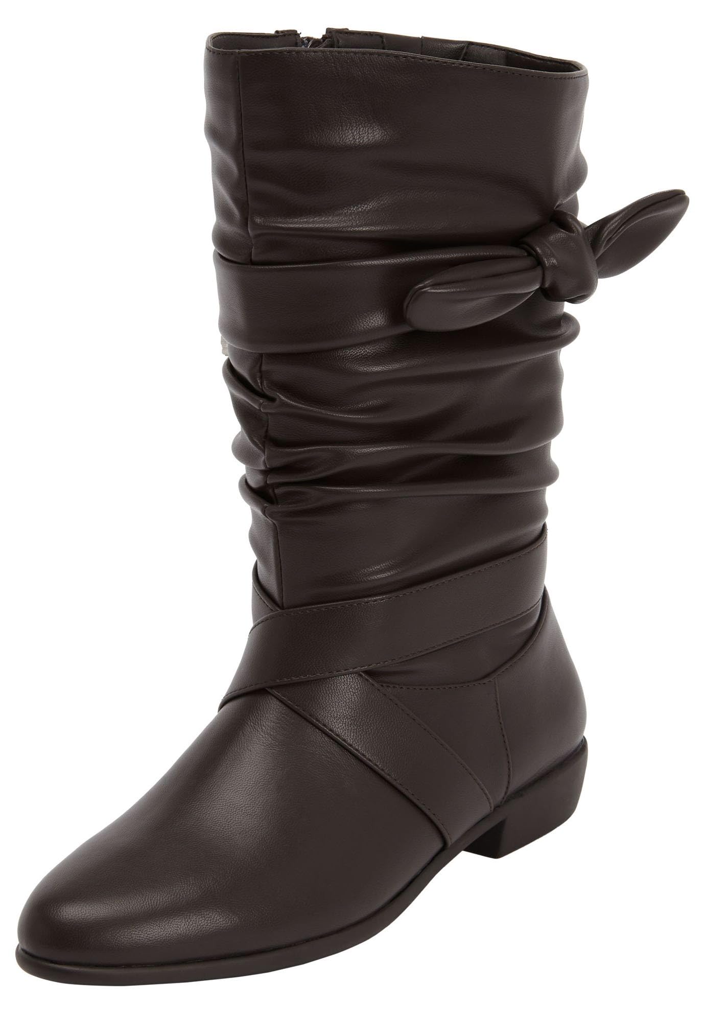 Comfortview Women's Wide Width The Heather Wide Calf Boot - Stylish & Comfortable Winter Boots for Wide Feet | Perfect for Casual Wear, Office & Outdoor Activities