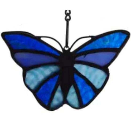 Blue Stained Glass Butterfly Decor - Handmade Art for Windows, Gifts & Home Decor