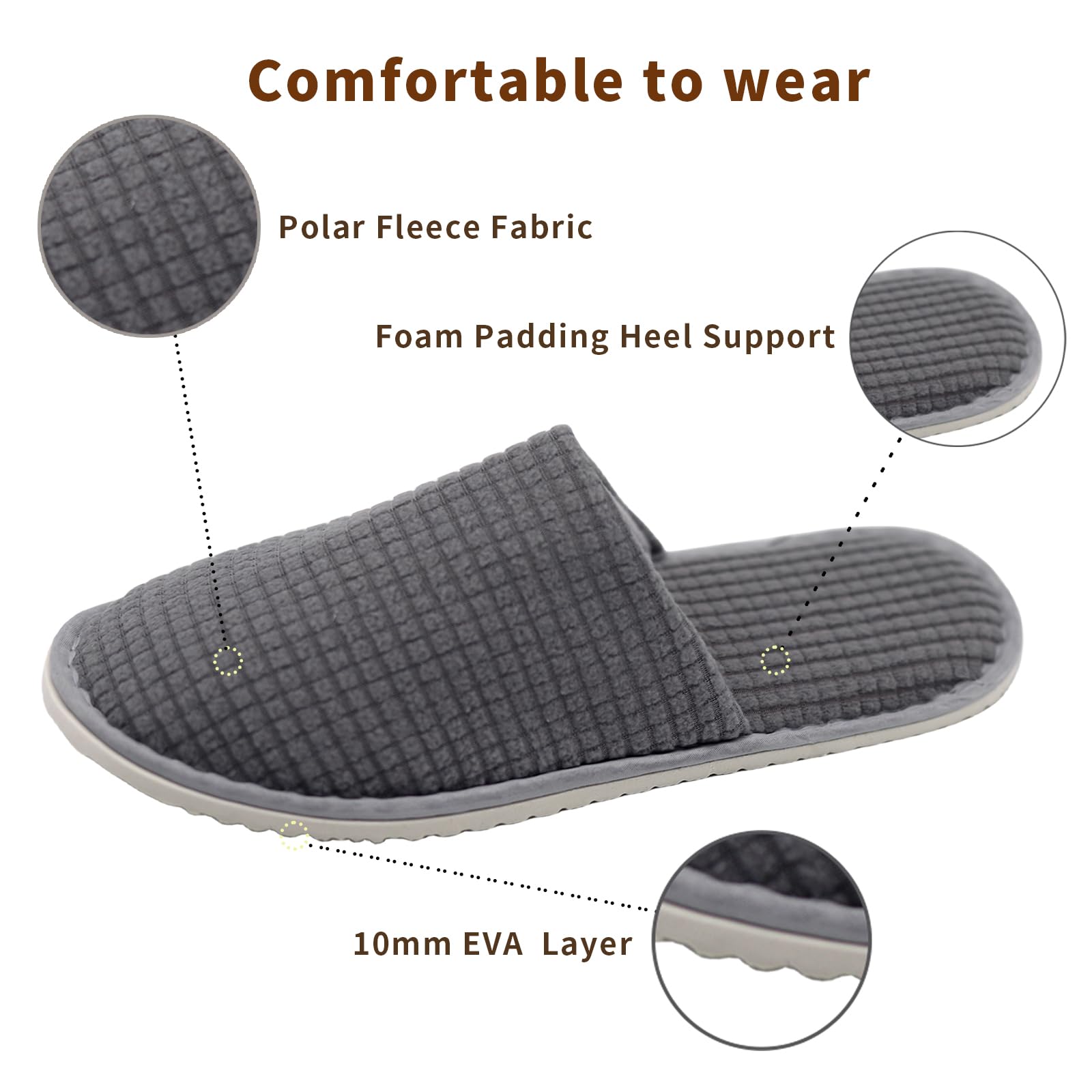**8 Pairs Disposable Non-Slip Polar Fleece Slippers for Hotel, Spa, Travel - Washable & Reusable Guest Slippers for Men & Women - Perfect for Bridal Showers, Home Use & Hospitality**