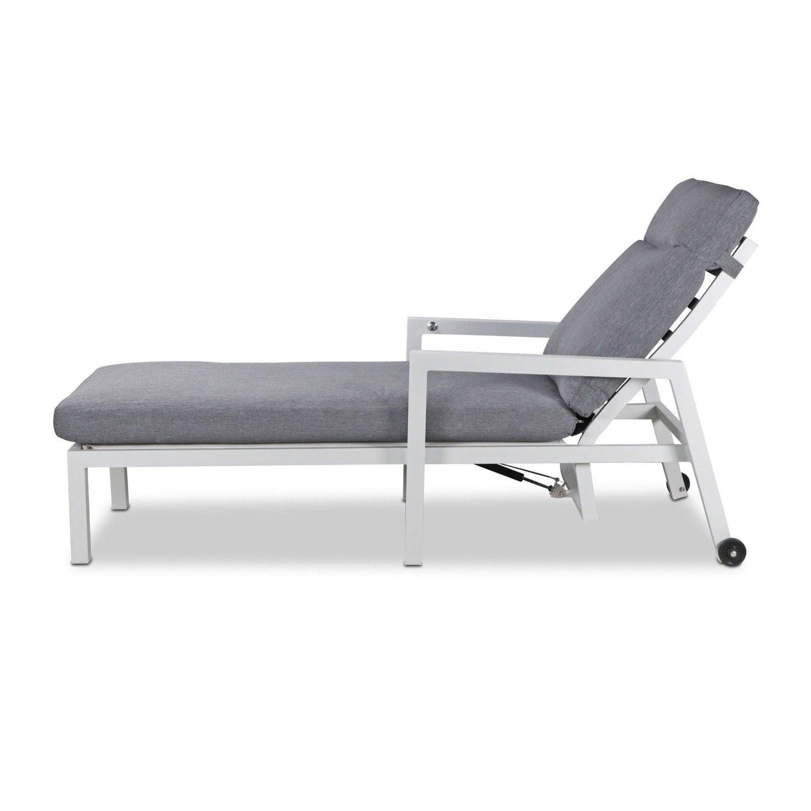 San Sebastian Reclining Sun Lounger - Arctic White with Platinum Olefin Cushions - Outdoor Patio Furniture for Poolside, Beach, and Garden Relaxation