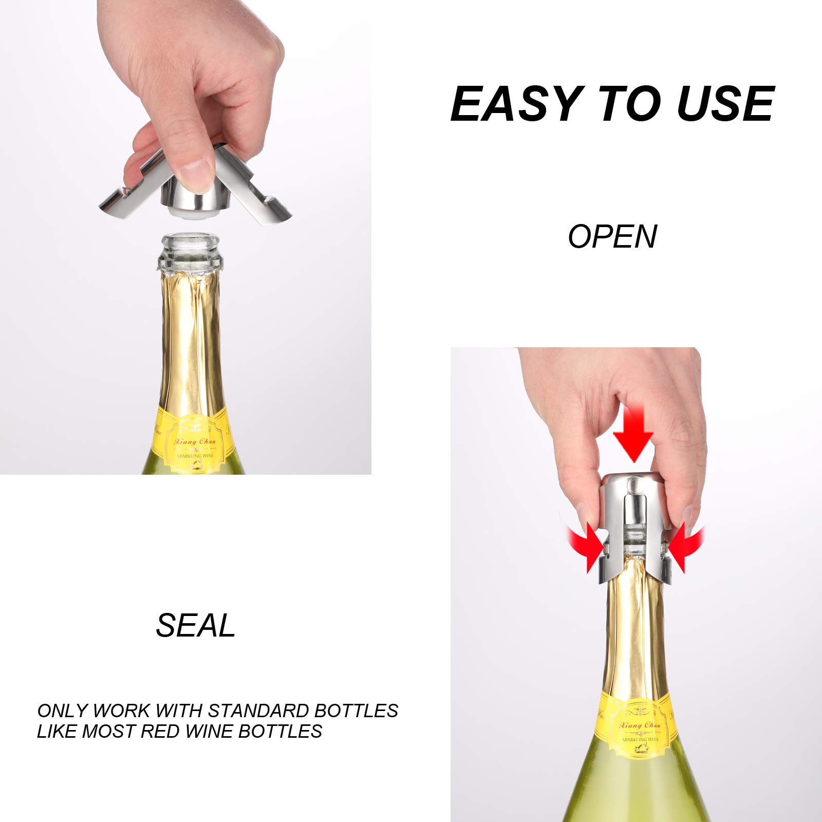 Premium Champagne Stopper with Stainless Steel & Food-Grade Silicone - Reusable Wine Bottle Sealer Preserves Bubbles & Freshness - Ideal Gift for Wine Lovers (1 Pack) - Perfect for Parties, Weddings & Home Entertaining