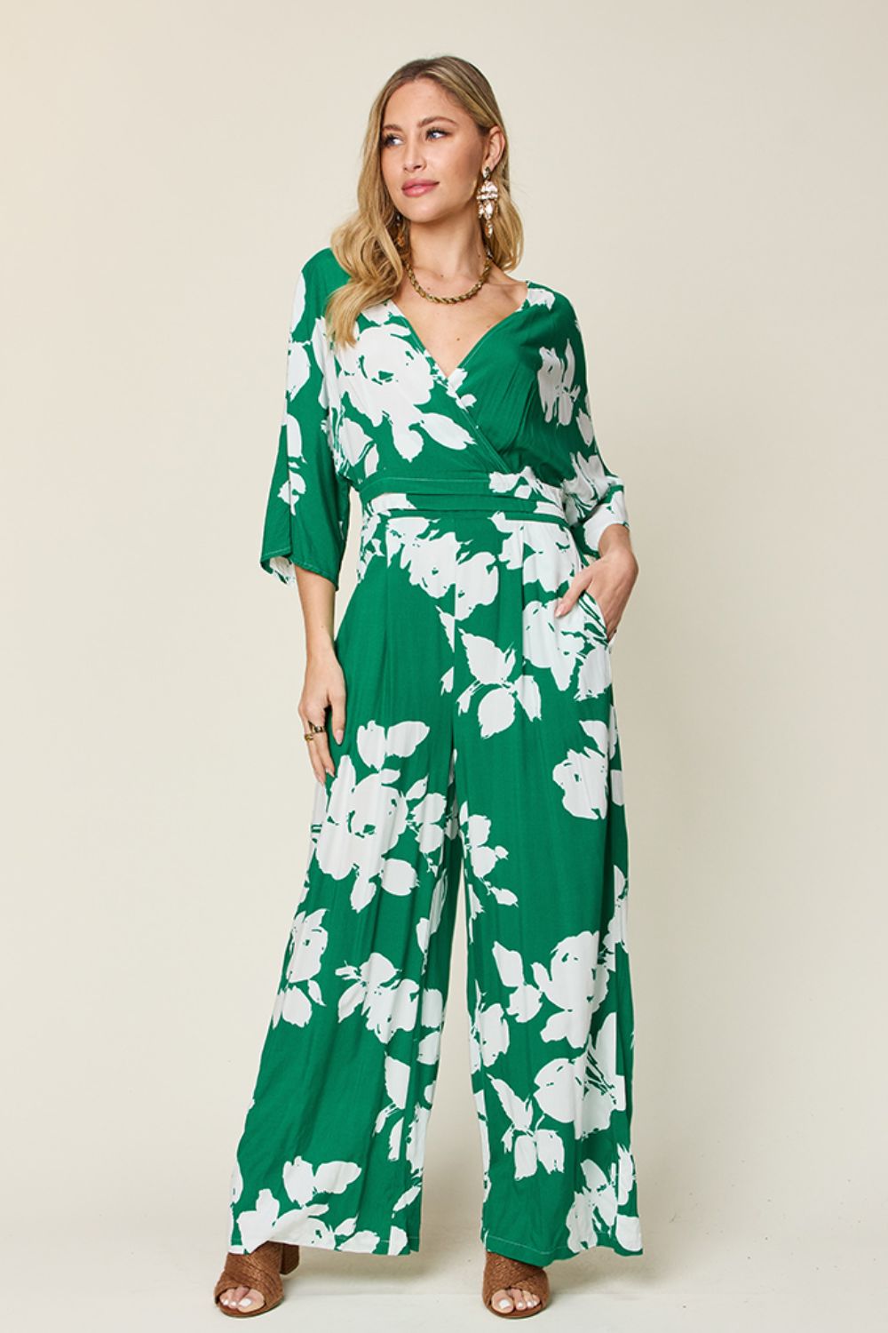 Plus Size Hawaiian Print Wide Leg Jumpsuit for Women - Tropical Vacation Beachwear, Summer Outfit for Resorts, Cruises & Pool Parties