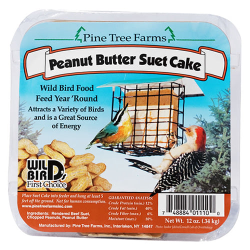 Peanut Butter Suet Cakes for Birds - 12 Pack | High Energy Wild Bird Food for Winter Feeding & Backyard Birdwatching
