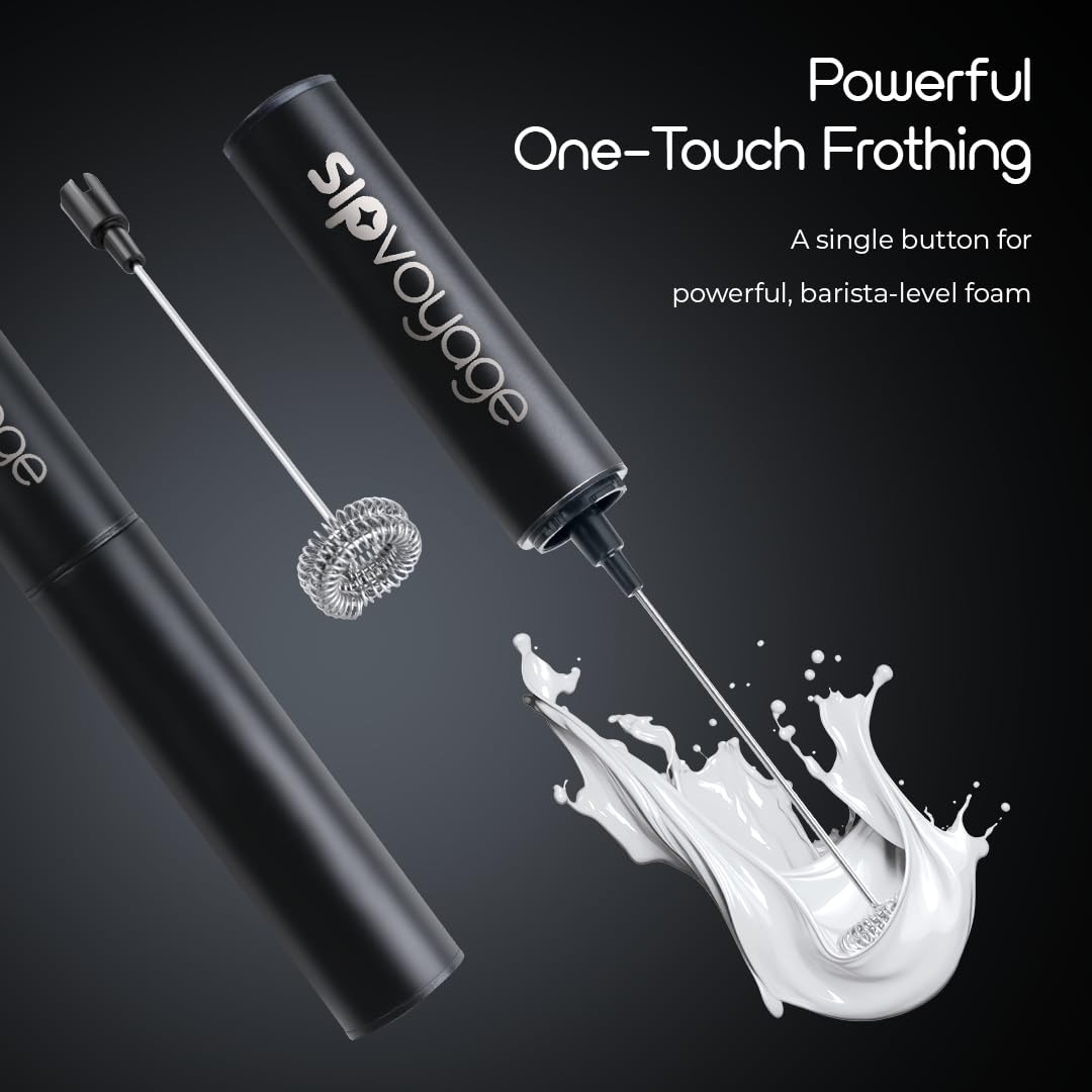 Rechargeable Milk Frother Handheld - 2 Whisks & 2 Speed Electric Coffee Frother for Latte, Cappuccino, Matcha - One Touch Drink Mixer for Home, Office, Coffee Shop (White)