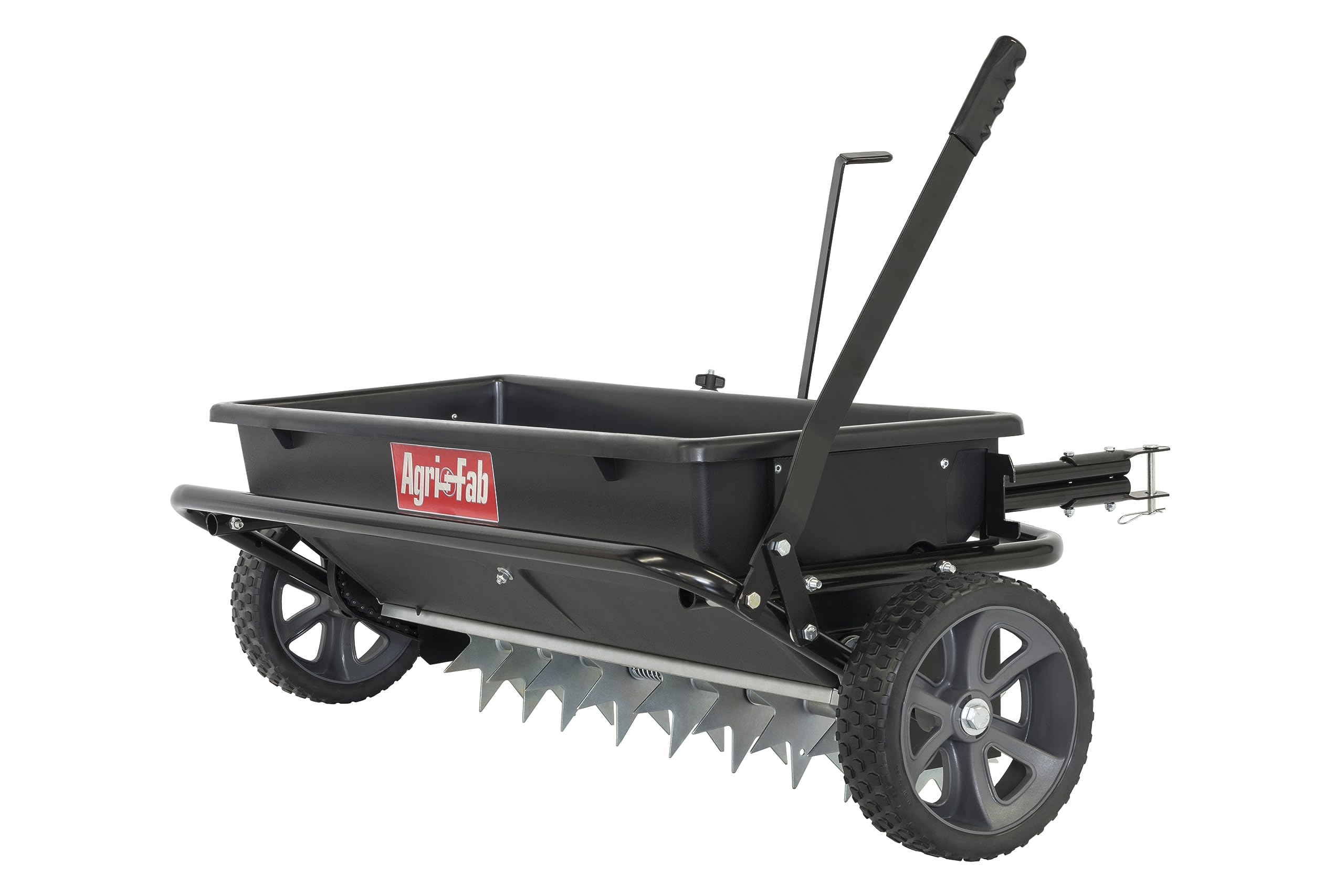 Agri-Fab 45-0543-AMZ 100 lb. Tow-Behind Lawn Spiker Seeder Drop Spreader - for Seed, Fertilizer, Salt & Ice Melt - Compatible with Lawn & Garden Tractors - Perfect for Lawn Care, Yard Maintenance & Winter De-Icing