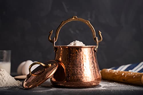 Handcrafted Solid Copper Canister - 2500ml Airtight Kitchen Storage Container for Coffee, Tea, Flour & Dry Foods | Food Safe & Rustproof | Perfect for Pantry Organization & Vintage Kitchen Decor