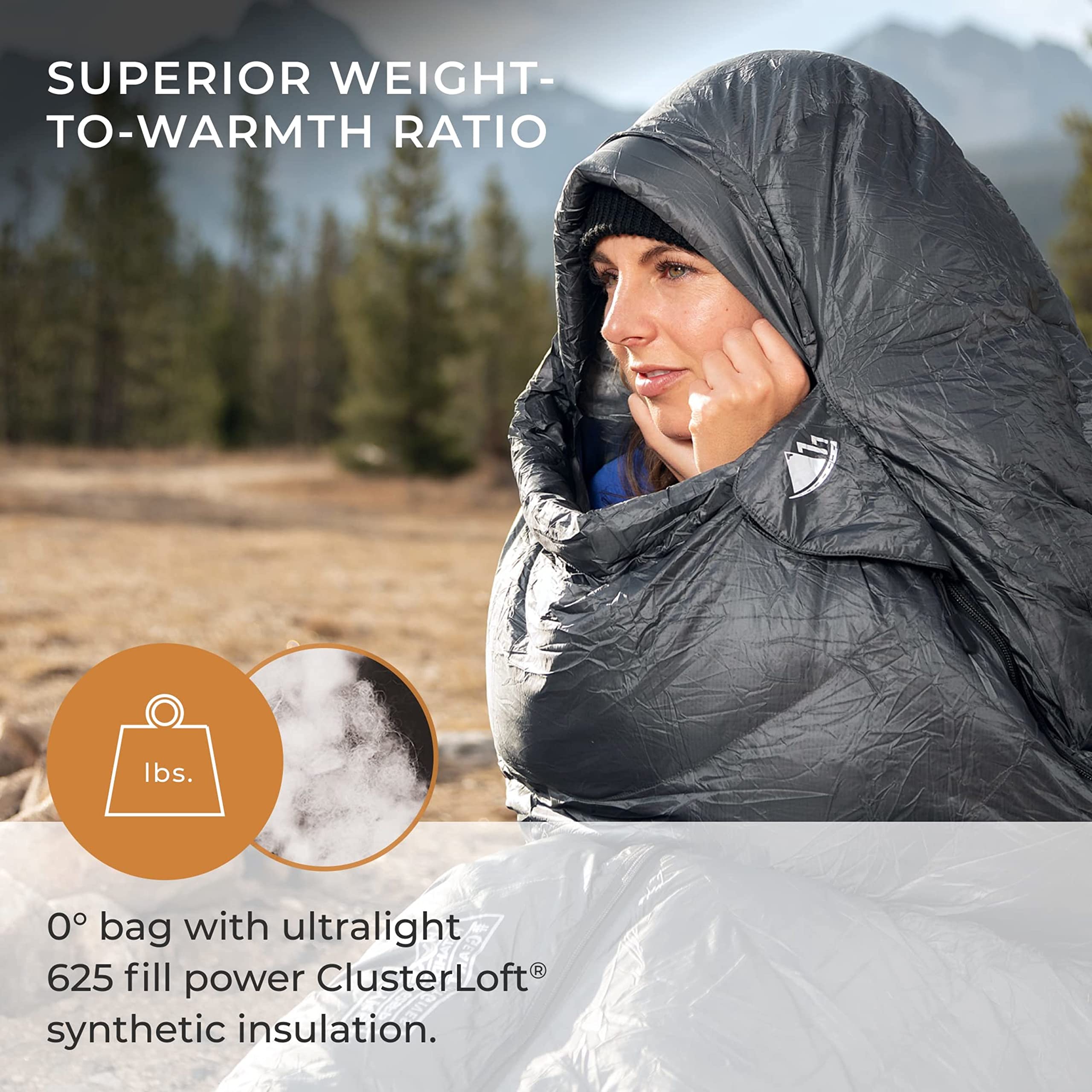 Hyke & Byke Katahdin 0°F Synthetic 625 FP Mummy Sleeping Bag - Ultralight 4 Season Hiking & Backpacking Sleeping Bag for Adults - Includes Compression Stuff Sack - Perfect for Winter Camping, Mountaineering & Outdoor Adventures