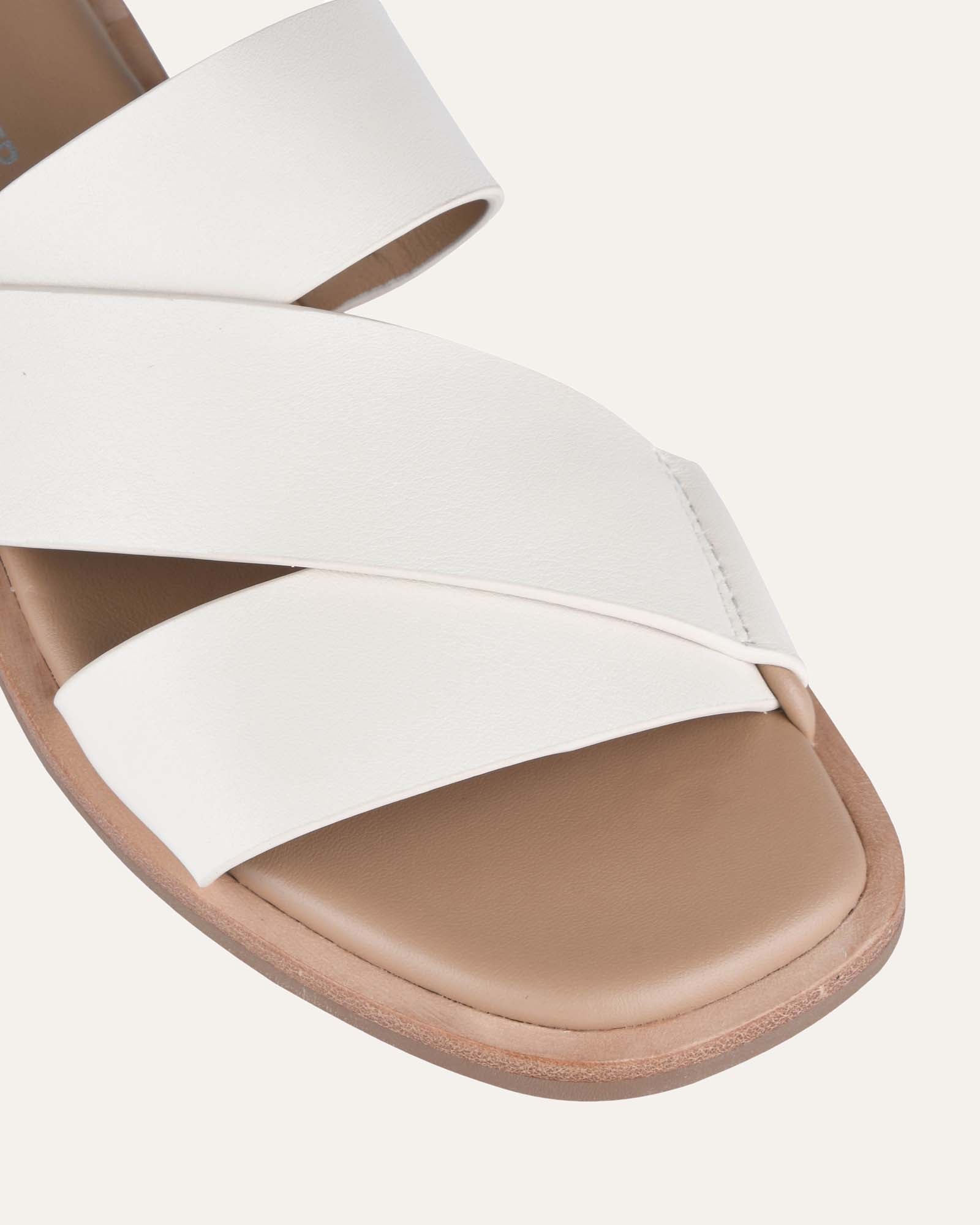 Shelby Flat Slides - Off White Leather Comfortable Sandals for Women | Casual Summer Shoes for Beach, Pool & Outdoor Wear