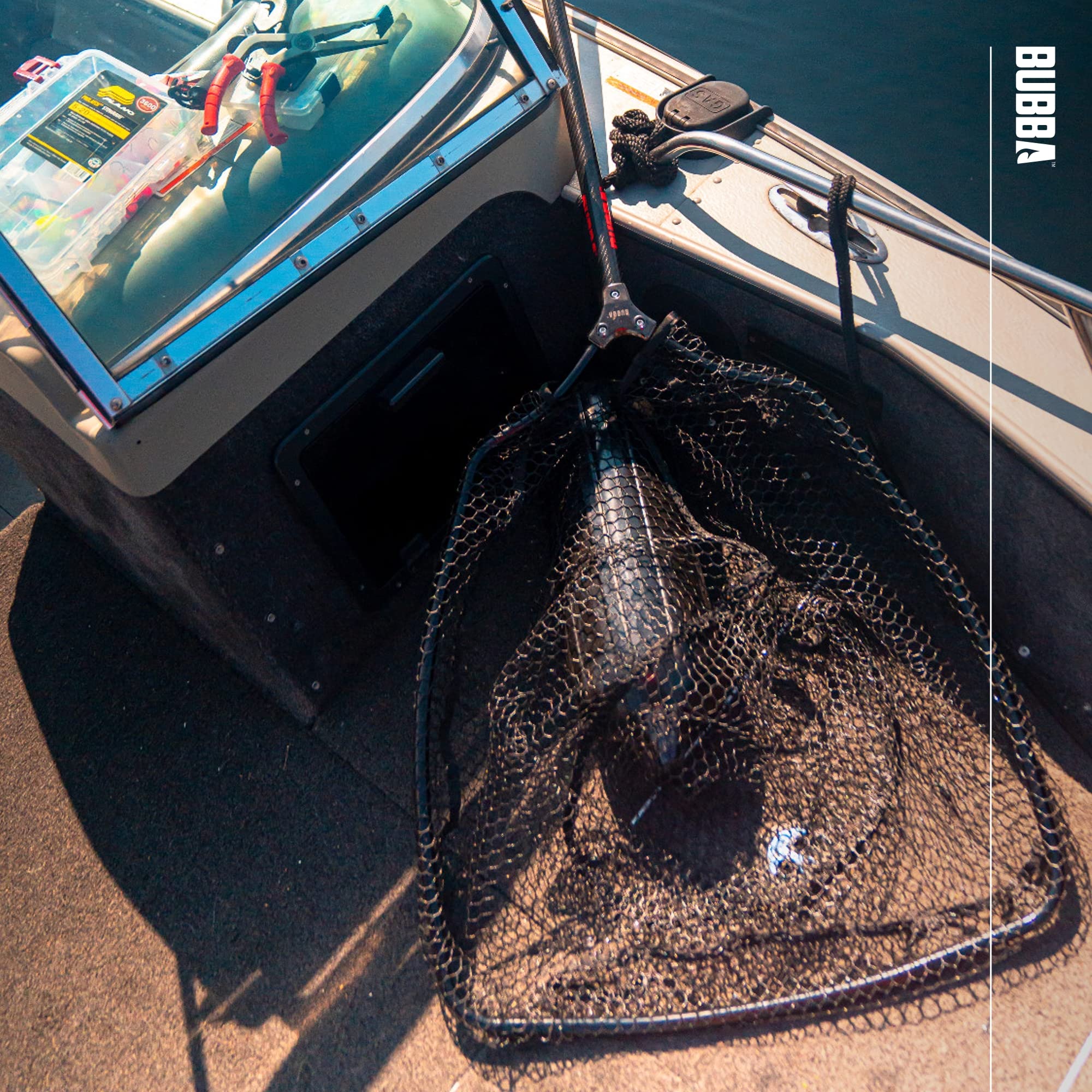 BUBBA Fishing Landing Net with Corrosion Resistant Frame, Non-Slip Grip Handle & Carbon Fiber Shaft - Perfect for Freshwater, Saltwater, Kayak Fishing and Outdoor Adventures