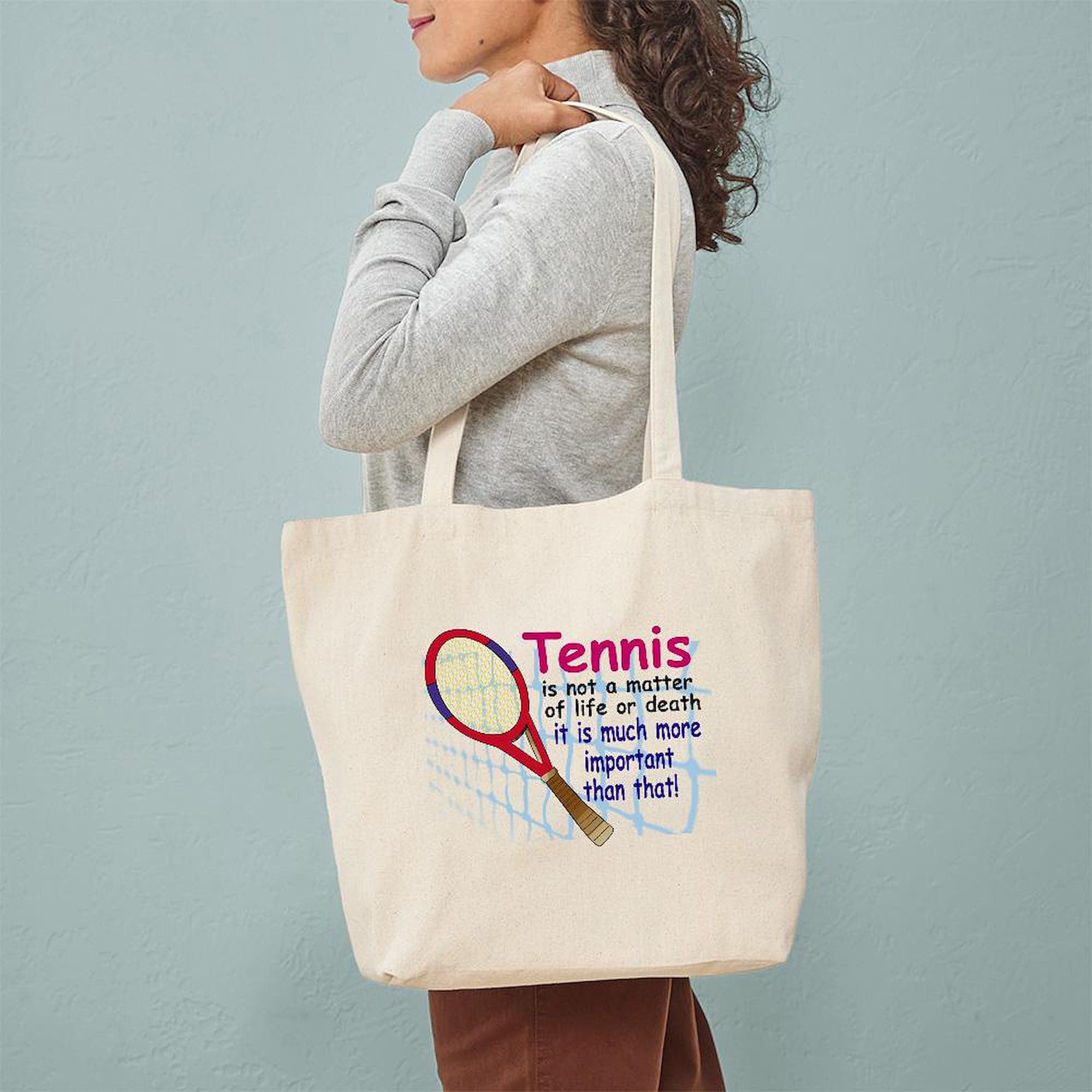 Tennis Is A Matter Of Love Tote Bag - Natural Canvas Reusable Shopping Bag for Tennis Fans, Groceries & Beach Outings