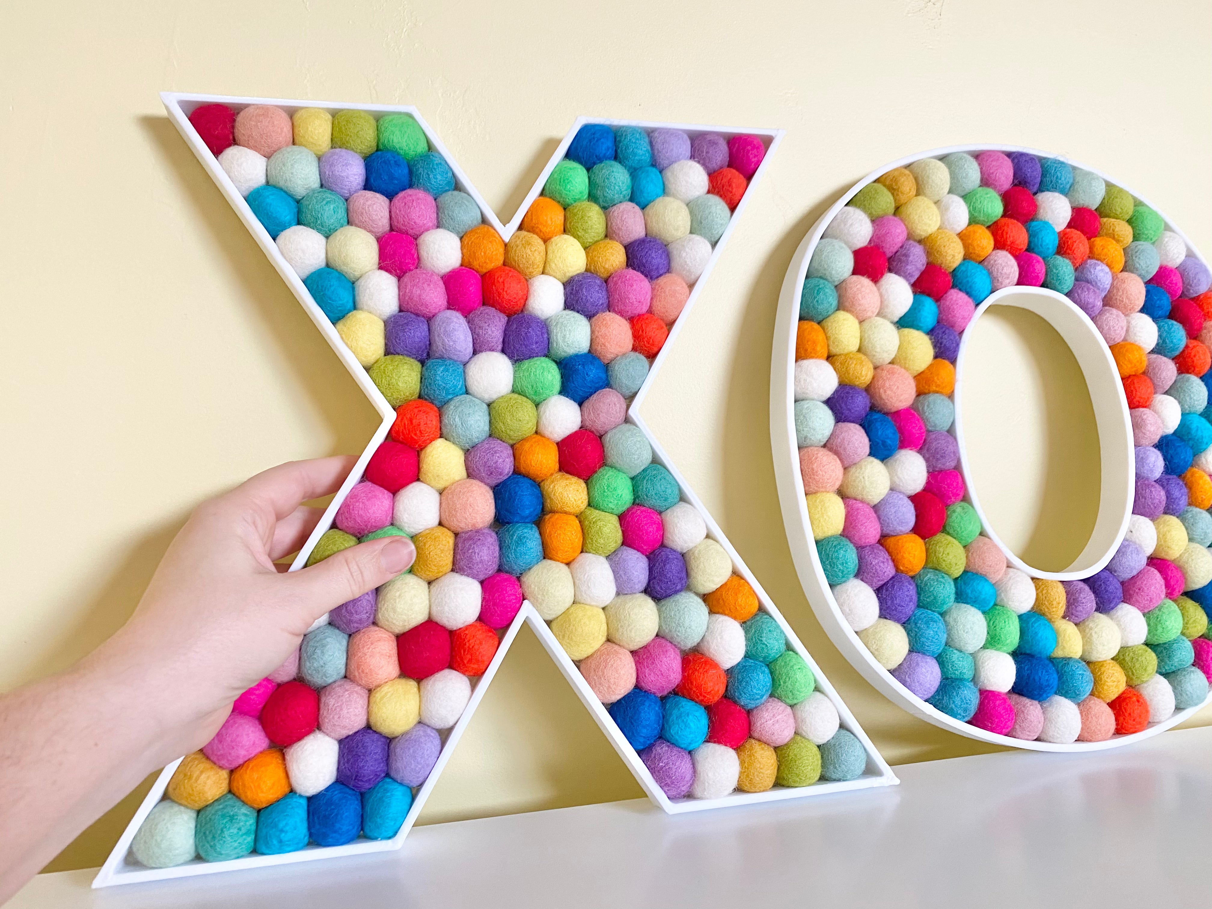 Custom XO Felt Ball Letters - Soft Wool Felt Alphabet Decor for Nursery, Wedding & Home Decor - Perfect for Wall Art, Baby Shower Gifts & DIY Craft Projects