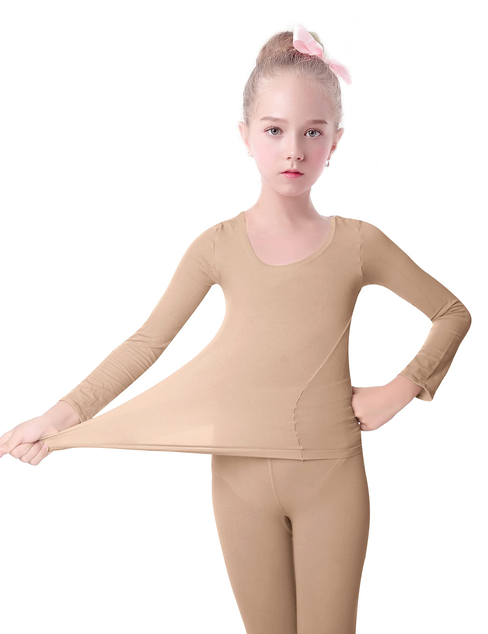 Girls Thermal Underwear Set - Long Sleeve Top & Pants for Kids - Winter Base Layer for Dance, Gymnastics & Cold Weather Activities