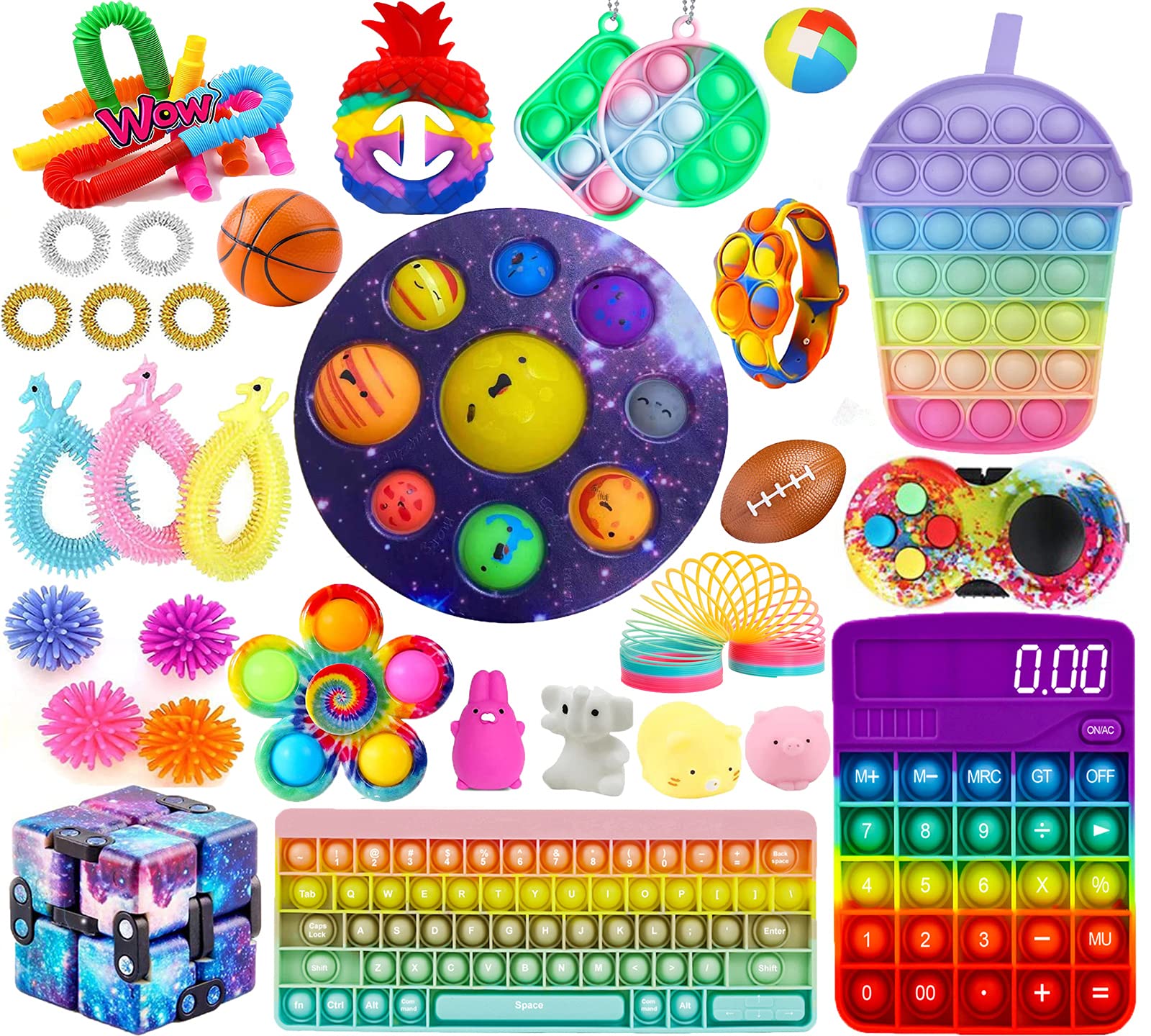 **Sensory Fidget Toy Pack - 24-Piece Rainbow Push Pop Bubble Popper, Stress Relief & Anti-Anxiety Toys for Kids & Adults - Perfect for ADHD, Autism, Office, and Classroom Use**