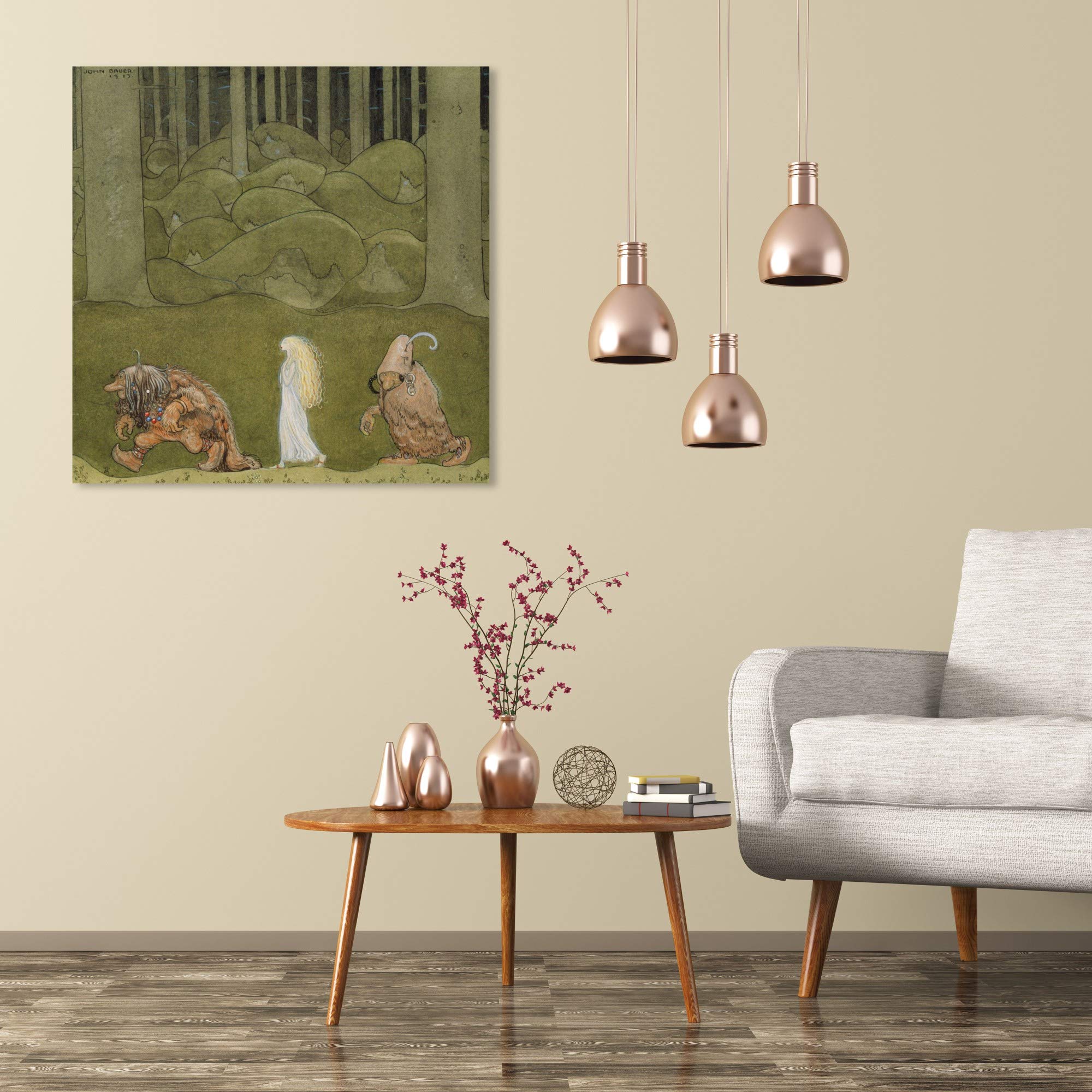 Oliver Gal Artist Co. 'The Princess and Her Friends' Fantasy Wall Art Canvas Print - 30x30 Inch Kids Room Decor in Green & Brown | Perfect for Nursery, Bedroom & Playroom Decorations