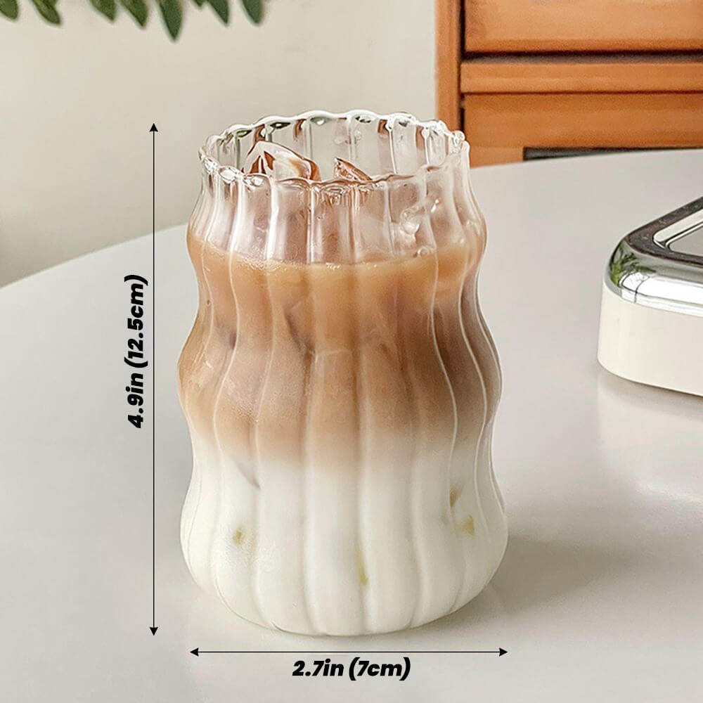 Vintage Cold Coffee Glass Cup - Insulated Iced Coffee Tumbler for Home, Office & Outdoor Use