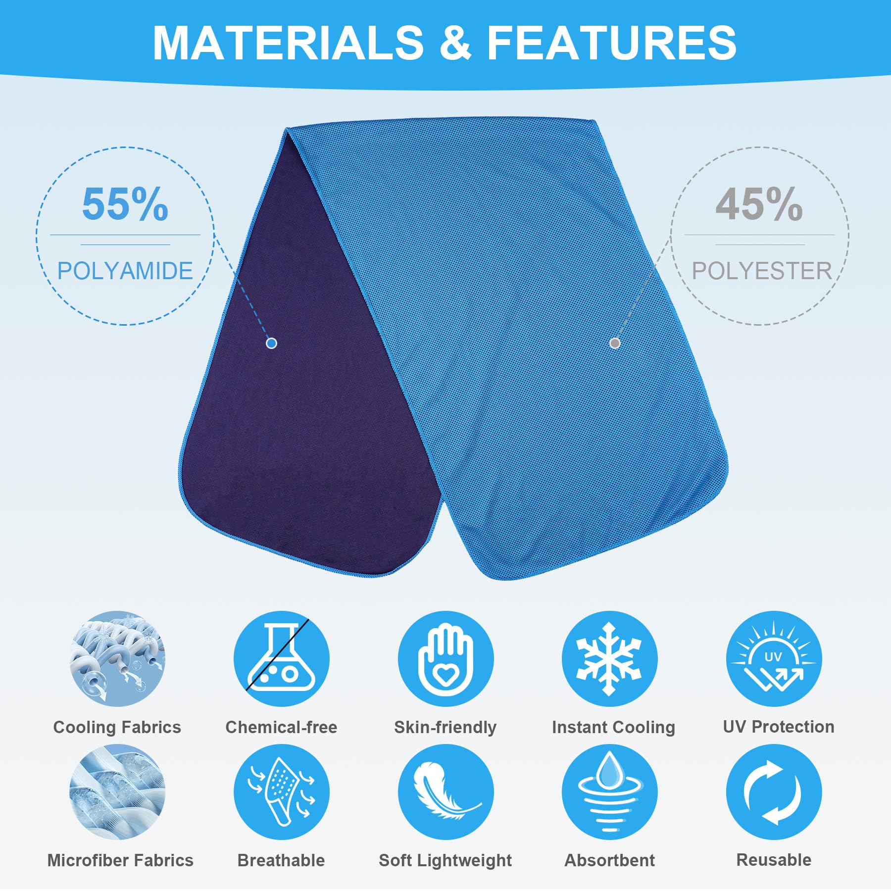 U-Pick Cooling Towels for Hot Weather - Soft, Instant Cold & Breathable Chilly Rags for Neck - Perfect Sweat Towels for Gym, Yoga, Golf, Tennis, Workout & Travel - Stay Cool During Sports, Outdoor Activities & Summer Adventures
