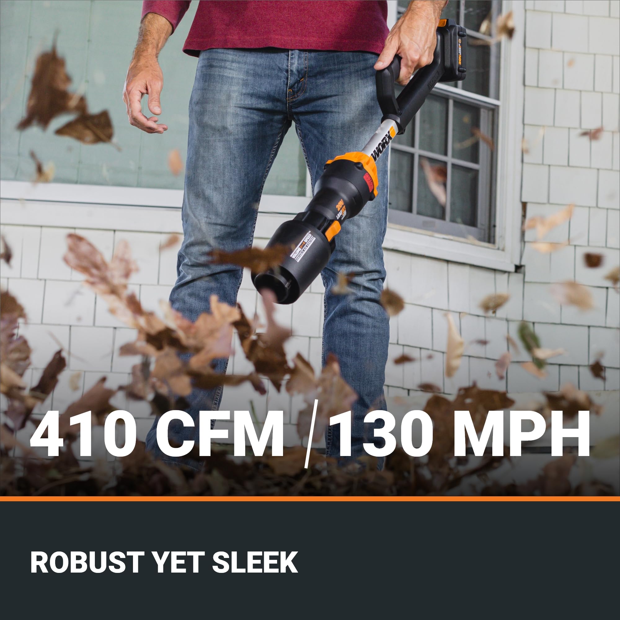 WORX WG543 20V Cordless Leaf Blower with Brushless Motor - Includes Battery & Charger (3.8 Lbs) - Powerful & Lightweight for Lawn Care, Yard Cleanup, and Outdoor Maintenance