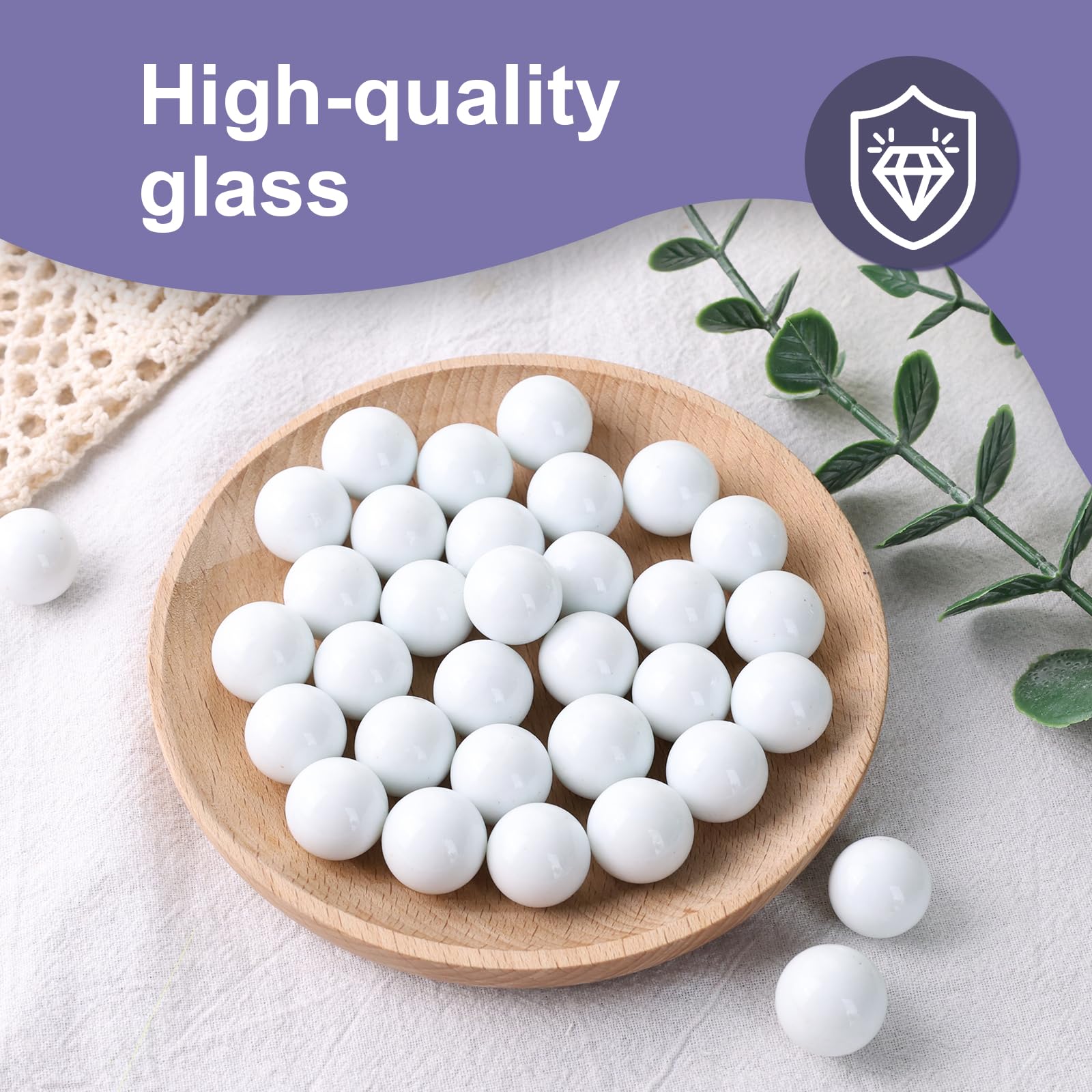 DomeStar 1LB Bulk Glass Marbles - 0.63 Inch White Vase Fillers for Home Decor, DIY Crafts, Wedding Centerpieces & Floral Arrangements