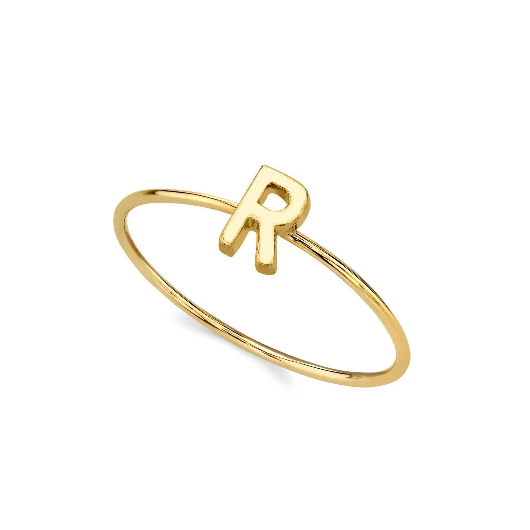 1928 Gold Initial Ring for Women - Personalized Monogram Letter Ring Size 7 - Elegant Dainty Jewelry Gift for Her - Perfect for Birthdays, Anniversaries & Special Occasions