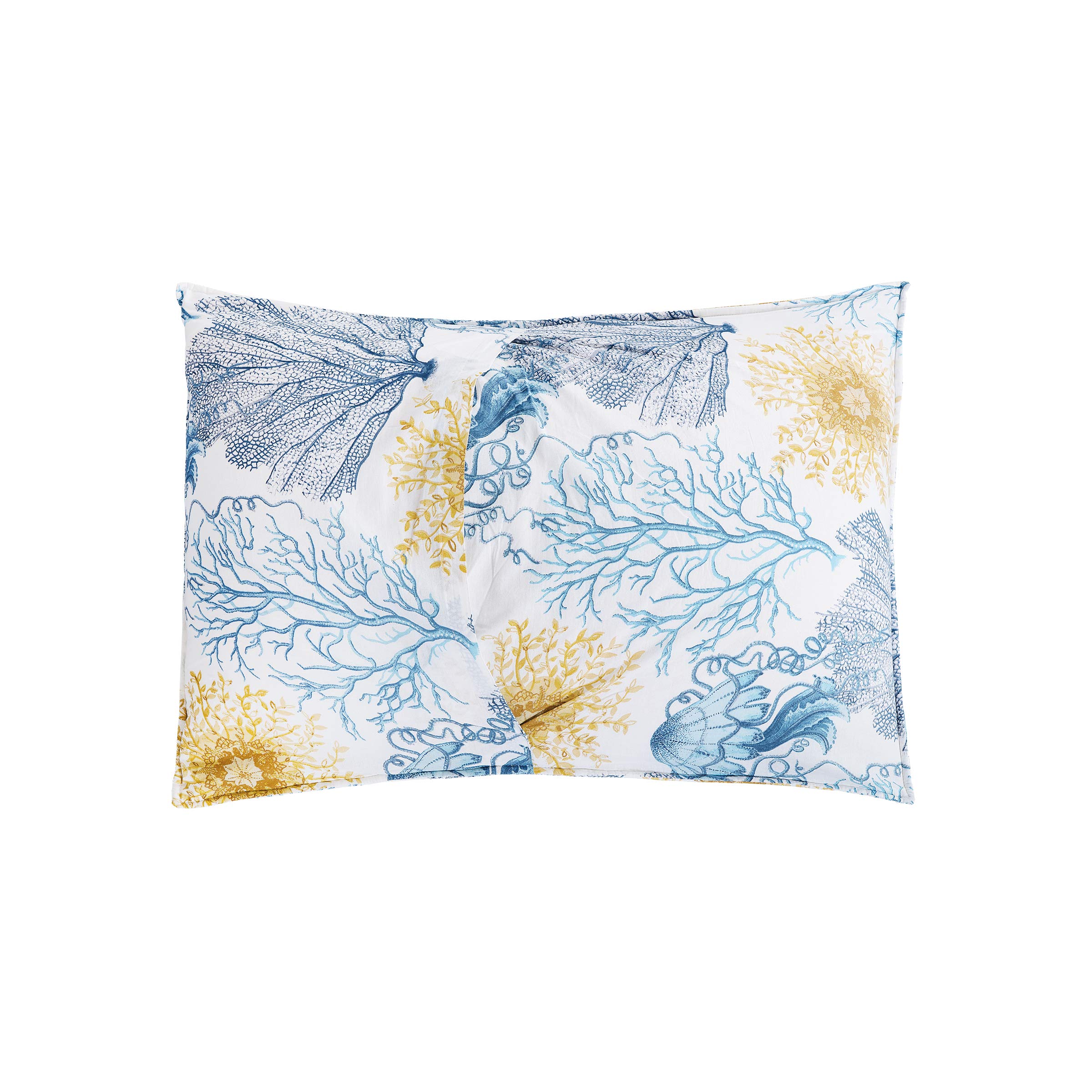 C&F Home Monterey Mist 3-Piece Quilt Set - Full/Queen Size with White, Blue & Gold Coral Pattern, Includes Quilt & Shams | Coastal Bedroom Decor, Guest Room Luxury Bedding
