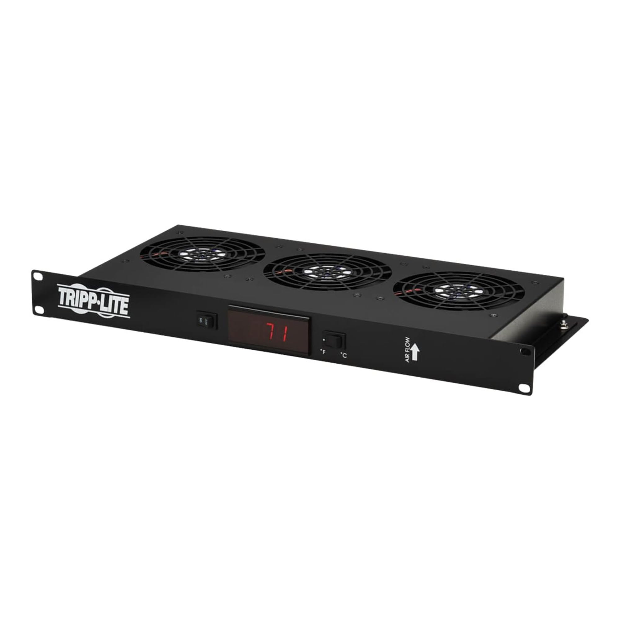 Tripp Lite 1U Rack Blanking Panel with Digital Temperature Sensor & Cooling Fans - Front LCD Display for Network Server Racks (SRFAN1UTEMP) - Ideal for Data Centers, Server Rooms & IT Cabinets