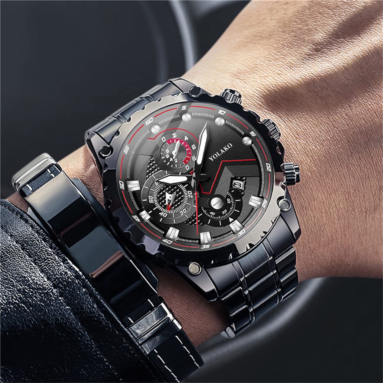 CDYBOX Men's Stainless Steel Sports Watch - Fashion Quartz Wristwatch for Business & Casual Wear - Perfect for Office, Gym & Outdoor Activities