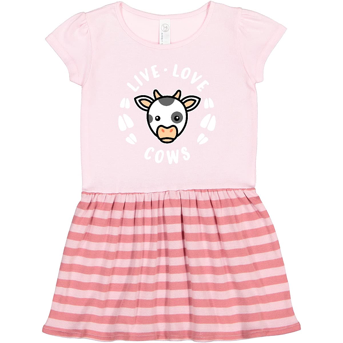 Inktastic Live Love Cows Toddler Dress - Cute Cow Print Cotton Dress for Baby Girls - Perfect for Playdates, Birthday Parties & Family Photos