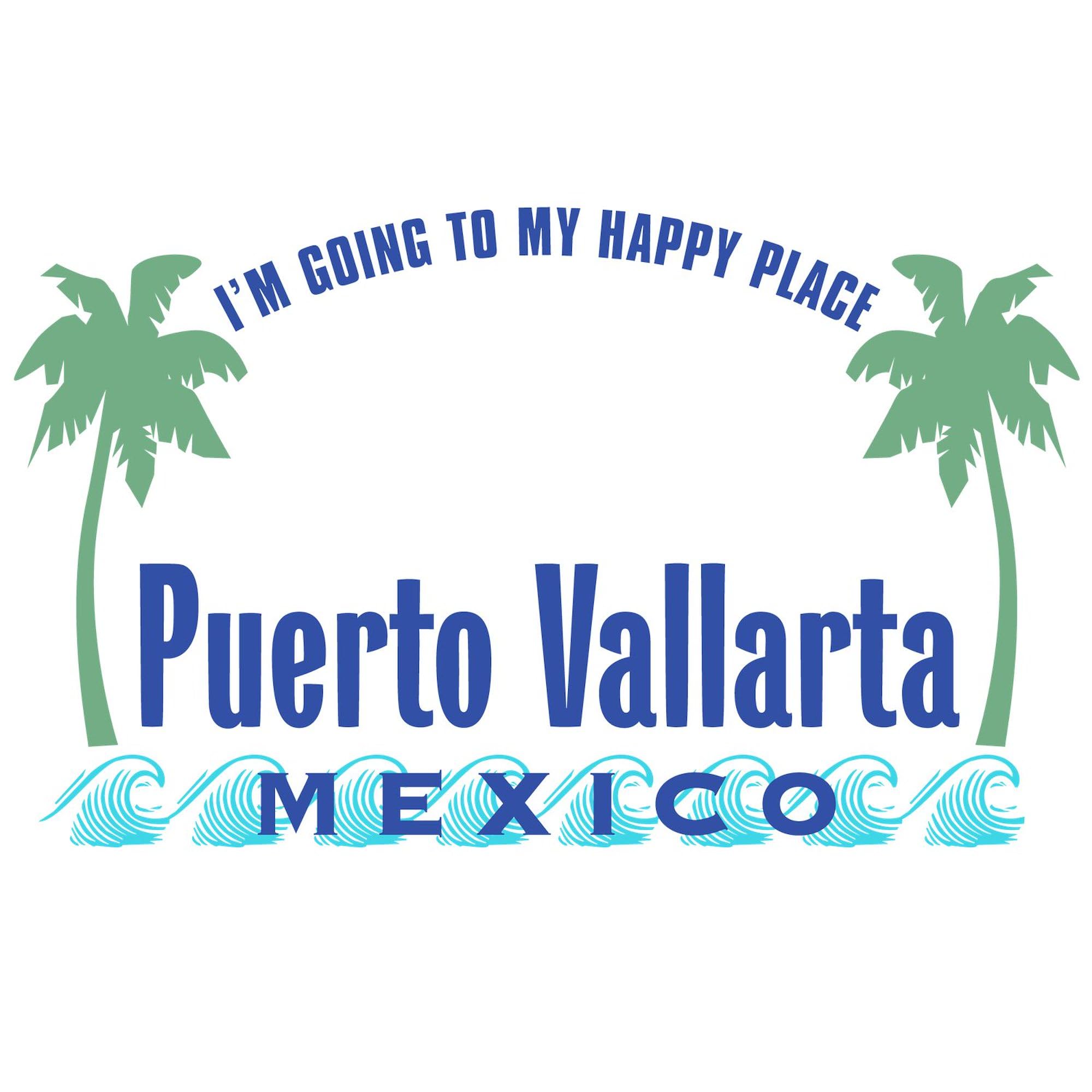 Puerto Vallarta Happy Place Oval Sticker - Waterproof Vinyl Bumper Decal for Cars, Laptops & Travel Gear - Perfect for Beach Lovers & Vacation Memories