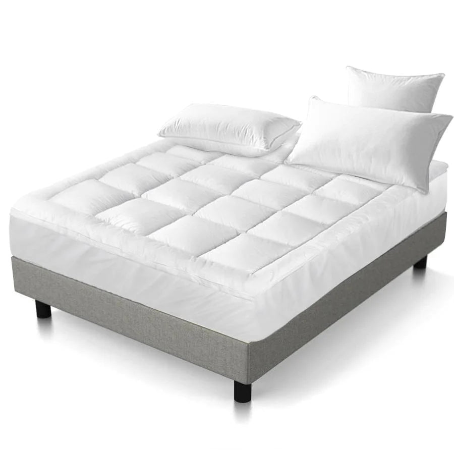 Premium Henley LED Bed Frame in Black with Luna Series Euro Top Medium Firm Mattress & Bamboo Mattress Topper - Complete Bed Set for Modern Bedrooms, Guest Rooms & Dormitories