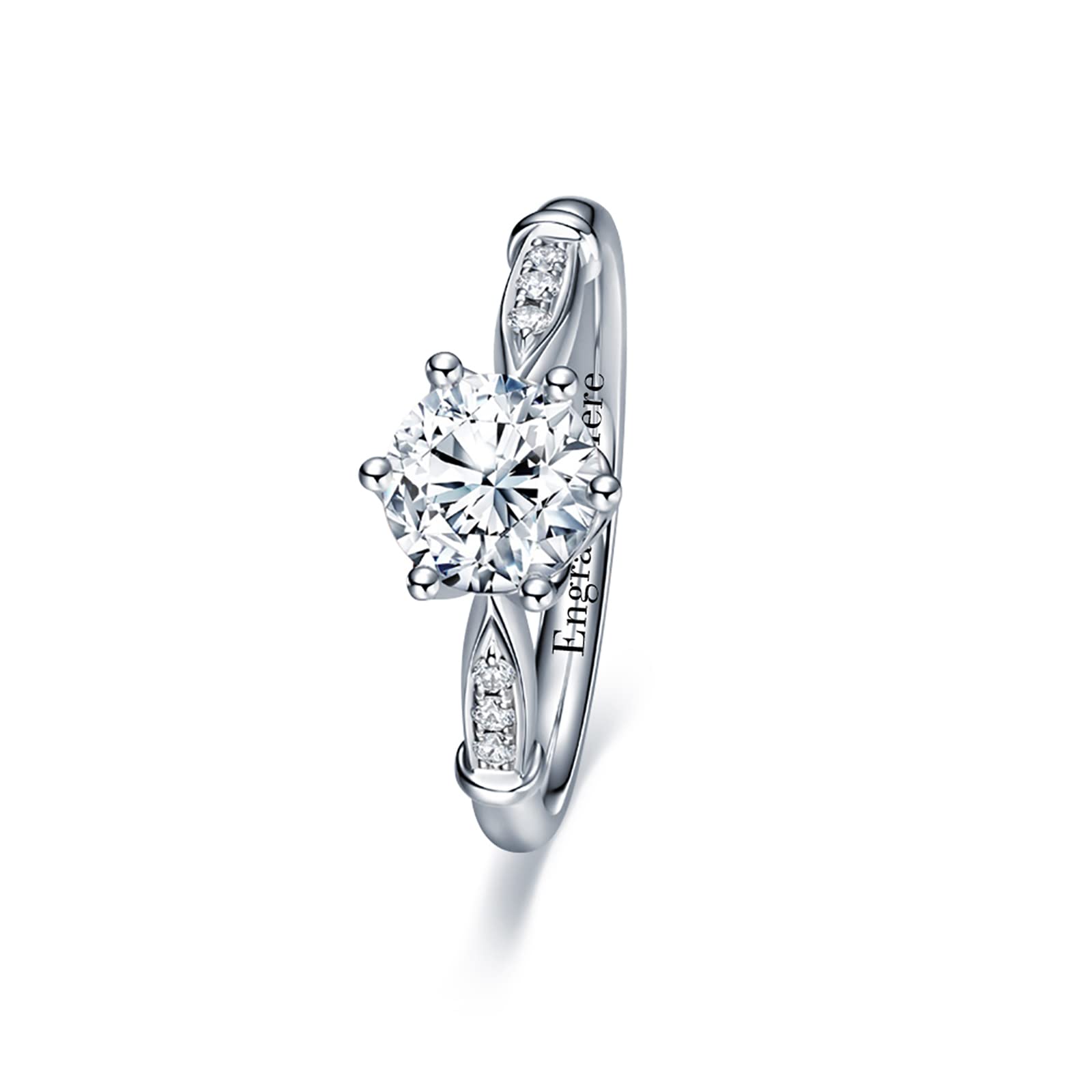 Personalized Custom Name Moissanite Ring - 1ct (6.5mm) D Color Sterling Silver Engagement Promise Ring for Women - Perfect Anniversary, Birthday Gift for Wife, Girlfriend & Her - Wedding Proposal, Valentine's Day, Christmas Jewelry Present