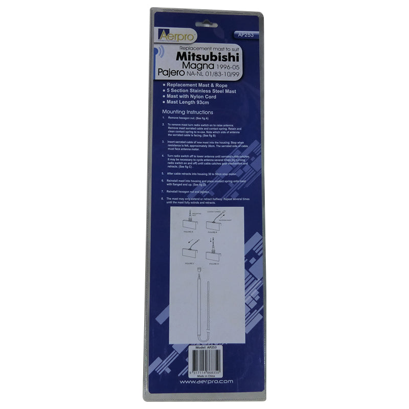 Magna TE TL/TW/Pajero NA NK/NL Antenna AP253 - Universal Aerial Mast Rope for Car Radio & CB Antennas - Perfect for Off-Roading, Camping & Emergency Communication