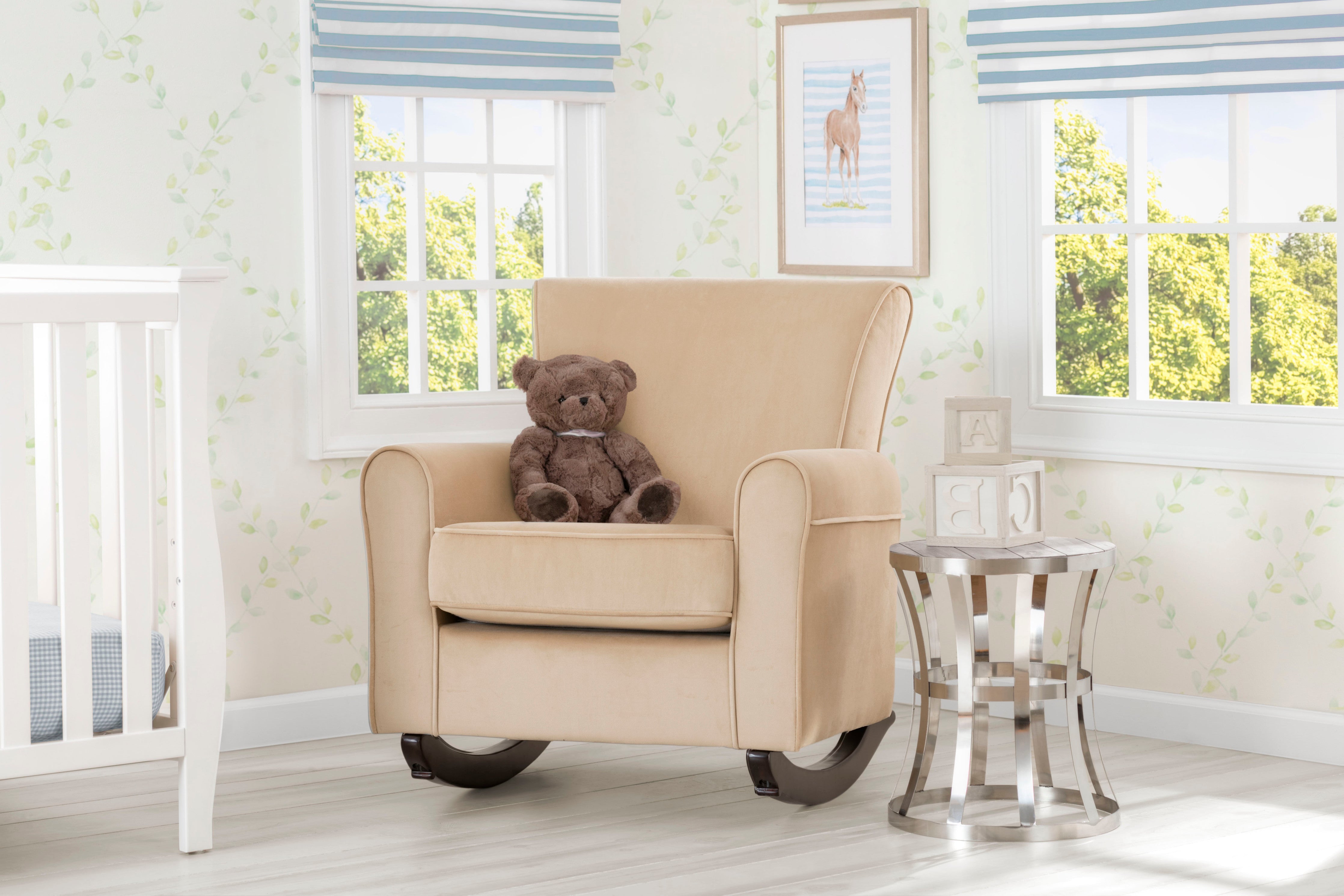 Premium Lancaster Rocking Chair with LiveSmart Fabric by Culp - Comfortable & Durable for Living Room, Nursery, or Porch Relaxation