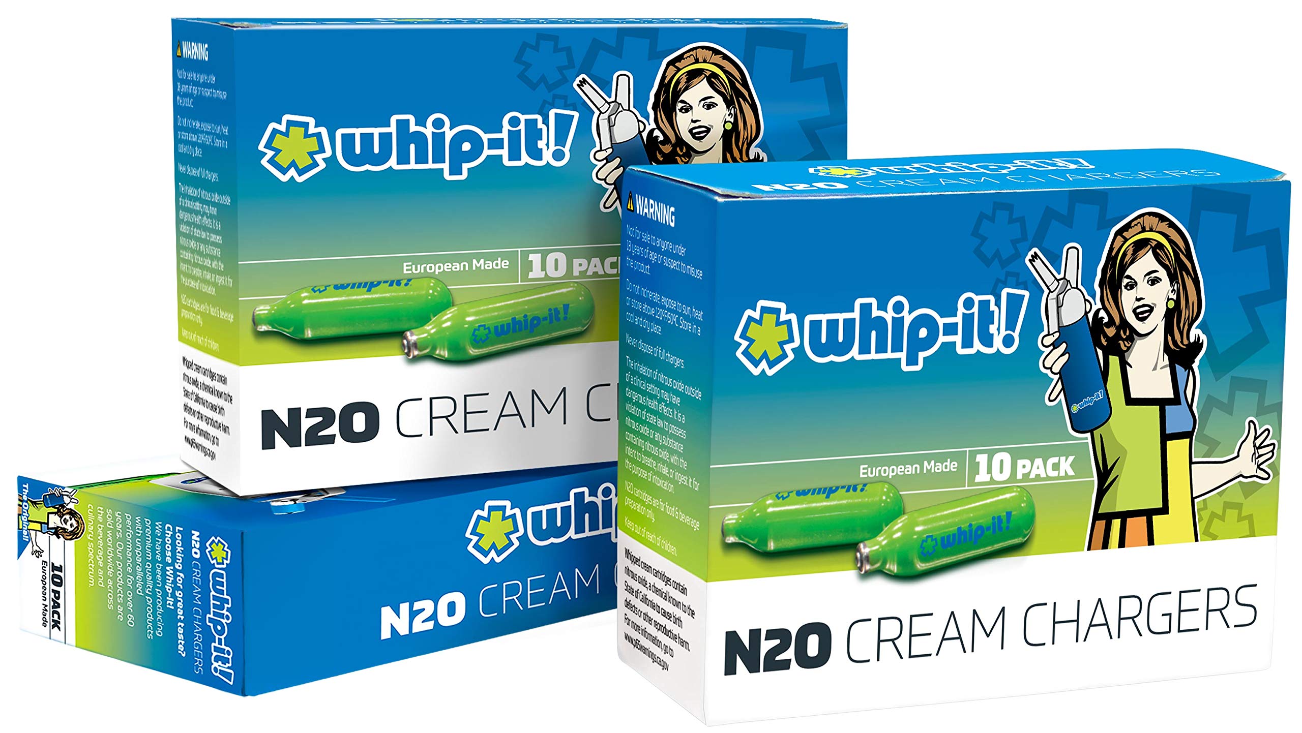 Whip-It! 10 Pack (Case of 360) - Premium Green Nitrous Oxide Chargers for Whipped Cream Dispensers - Perfect for Bakeries, Coffee Shops & Home Dessert Making