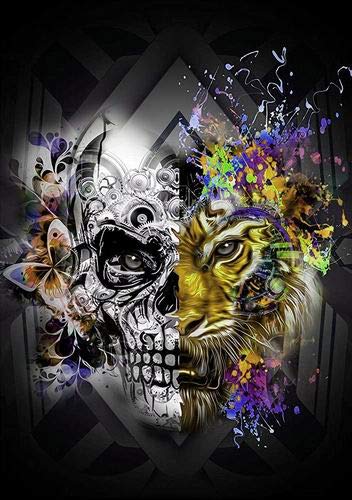 1000-Piece Wooden Jigsaw Puzzle - Tiger & Skull Art for Adults & Kids (29.5x19.7 Inches) | Challenging Brain Teaser for Family Game Night & Home Decor