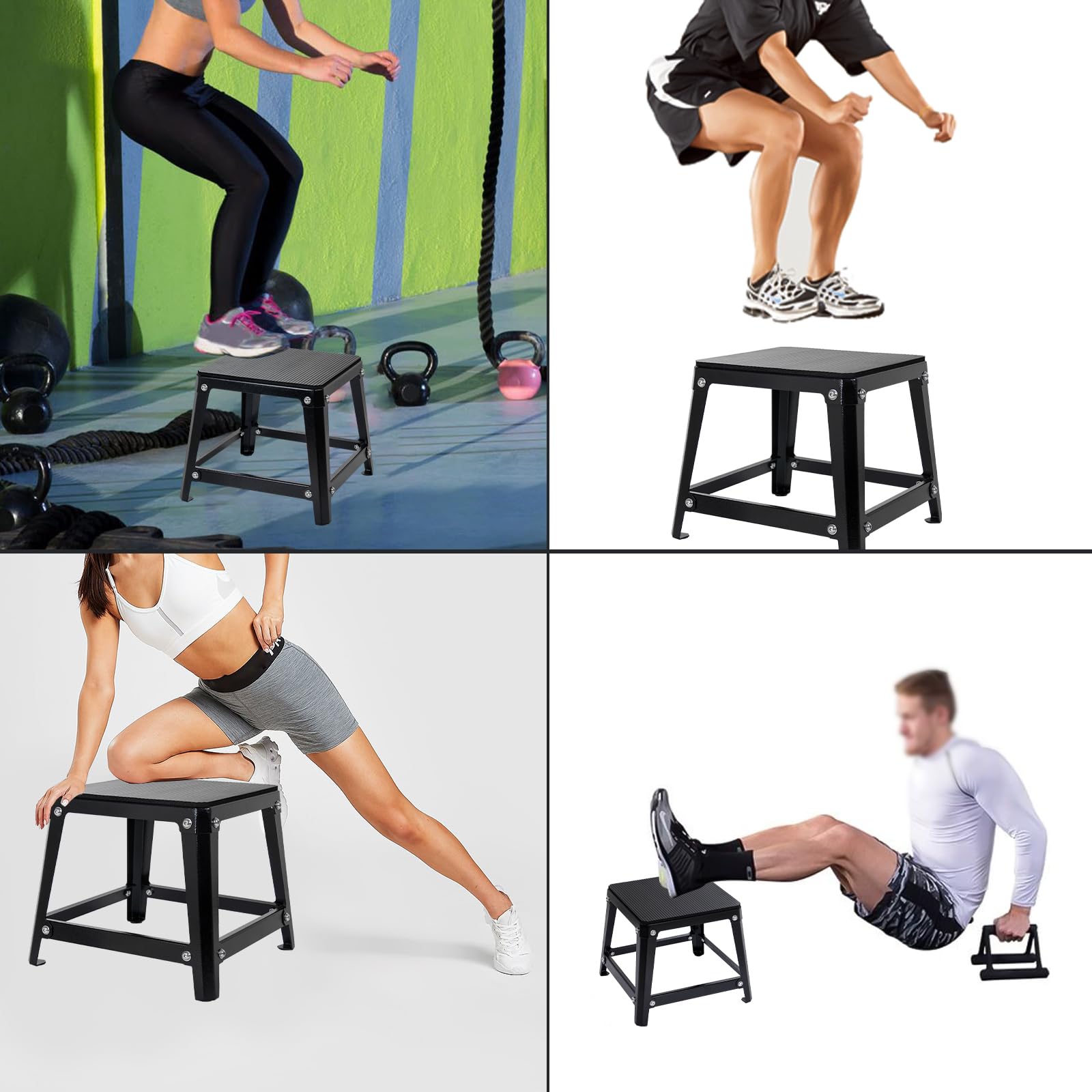 12/18/20/24 Inch Plyometric Jump Box - Adjustable Fitness Training Platform for CrossFit, HIIT & Cardio Workouts - Perfect for Home Gym & Studio Exercises