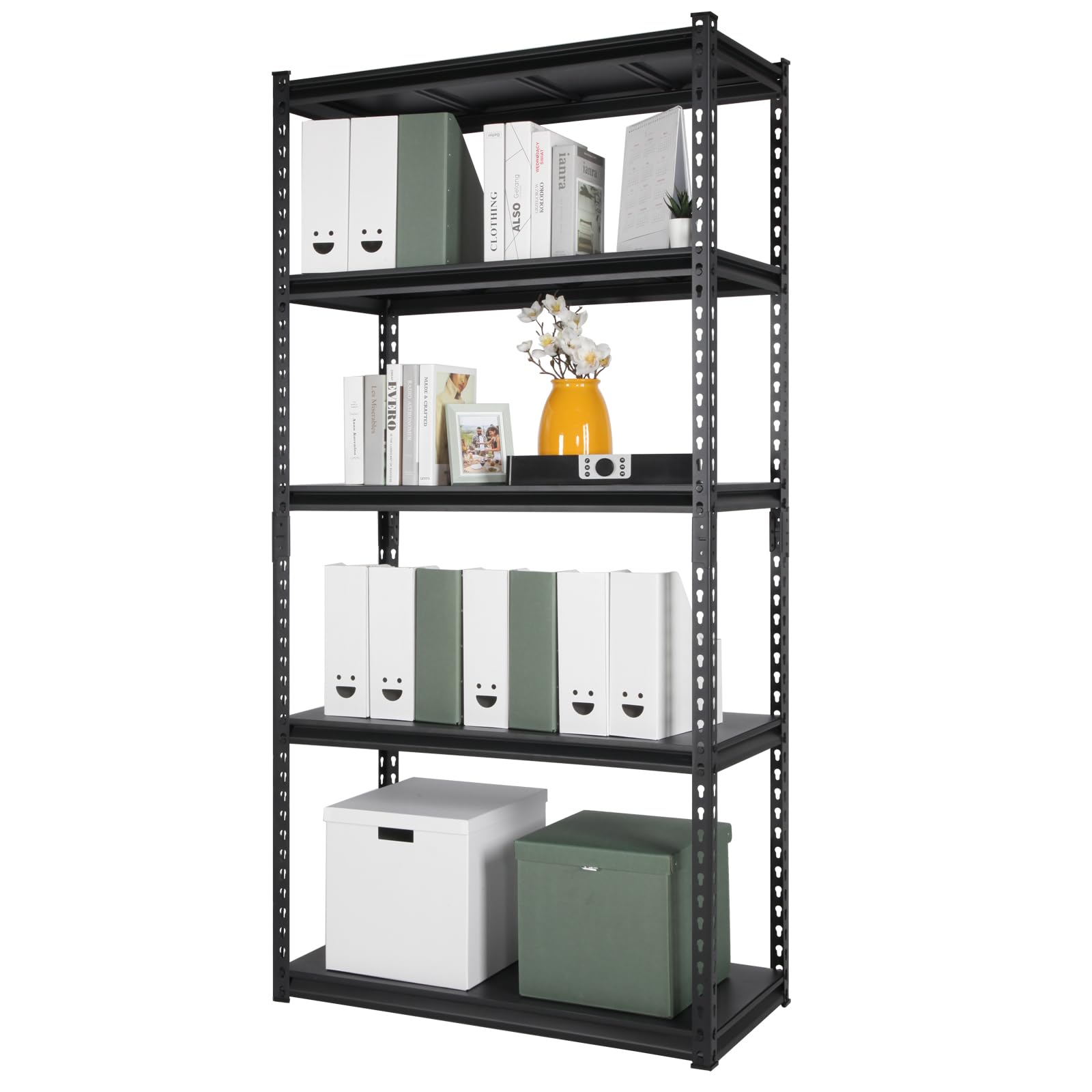 5-Tier Heavy Duty Metal Storage Shelves - Adjustable Industrial Shelving Unit 35.8