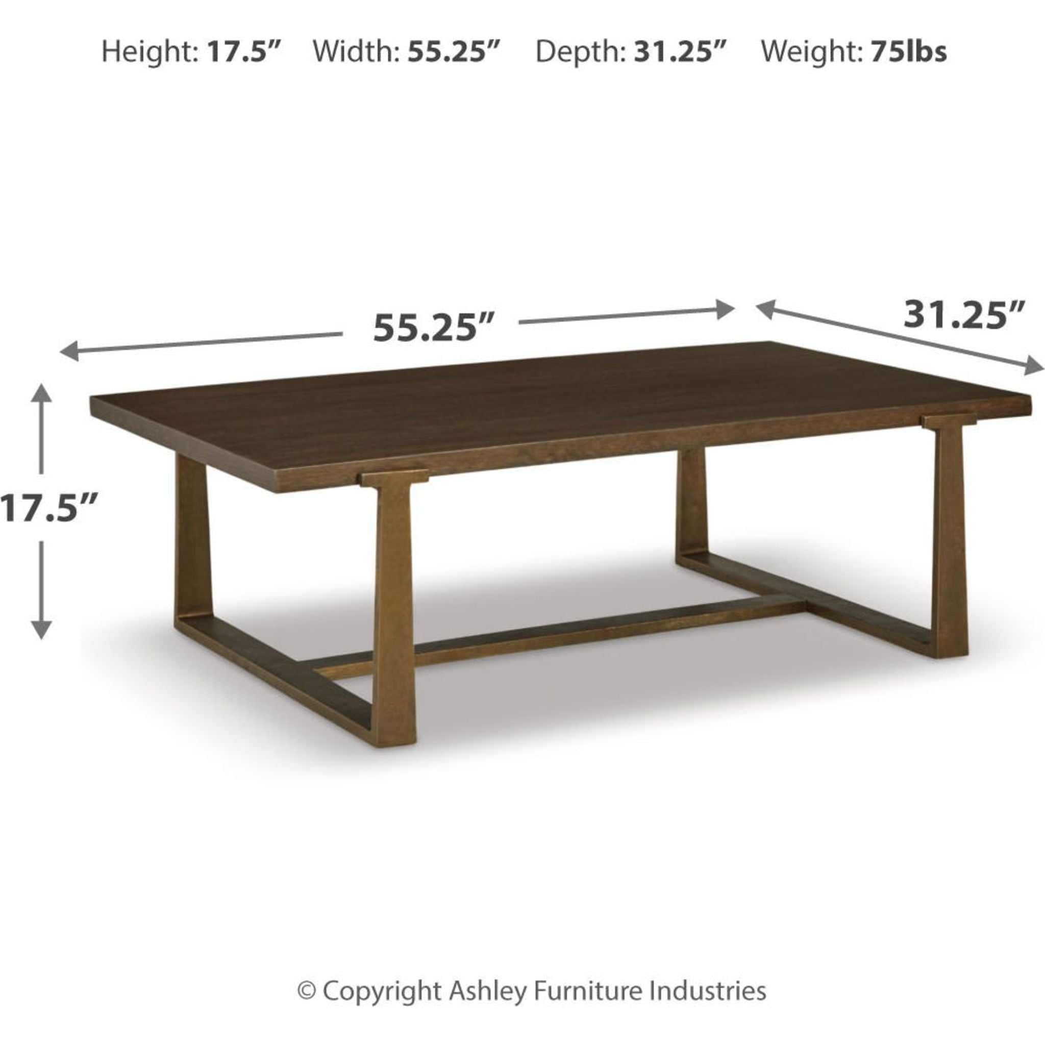 Modern Balintmore Coffee Table with Brown/Gold Finish - Stylish Living Room Centerpiece for Home Decor & Entertaining