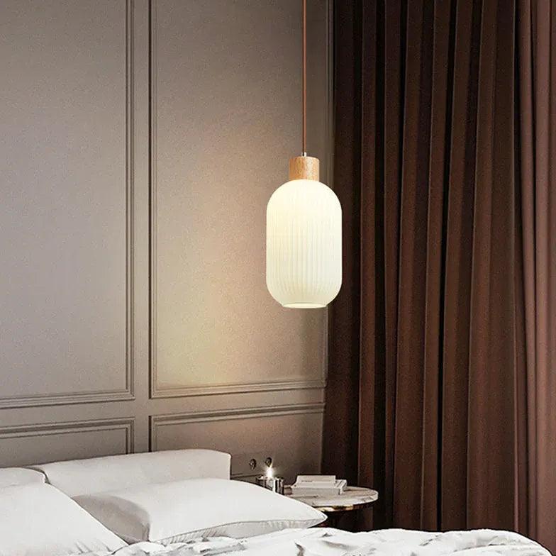 Modern Single Head Oval Pendant Light - White Bedroom Ceiling Fixture for Dining Room, Kitchen Island & Living Room Decor