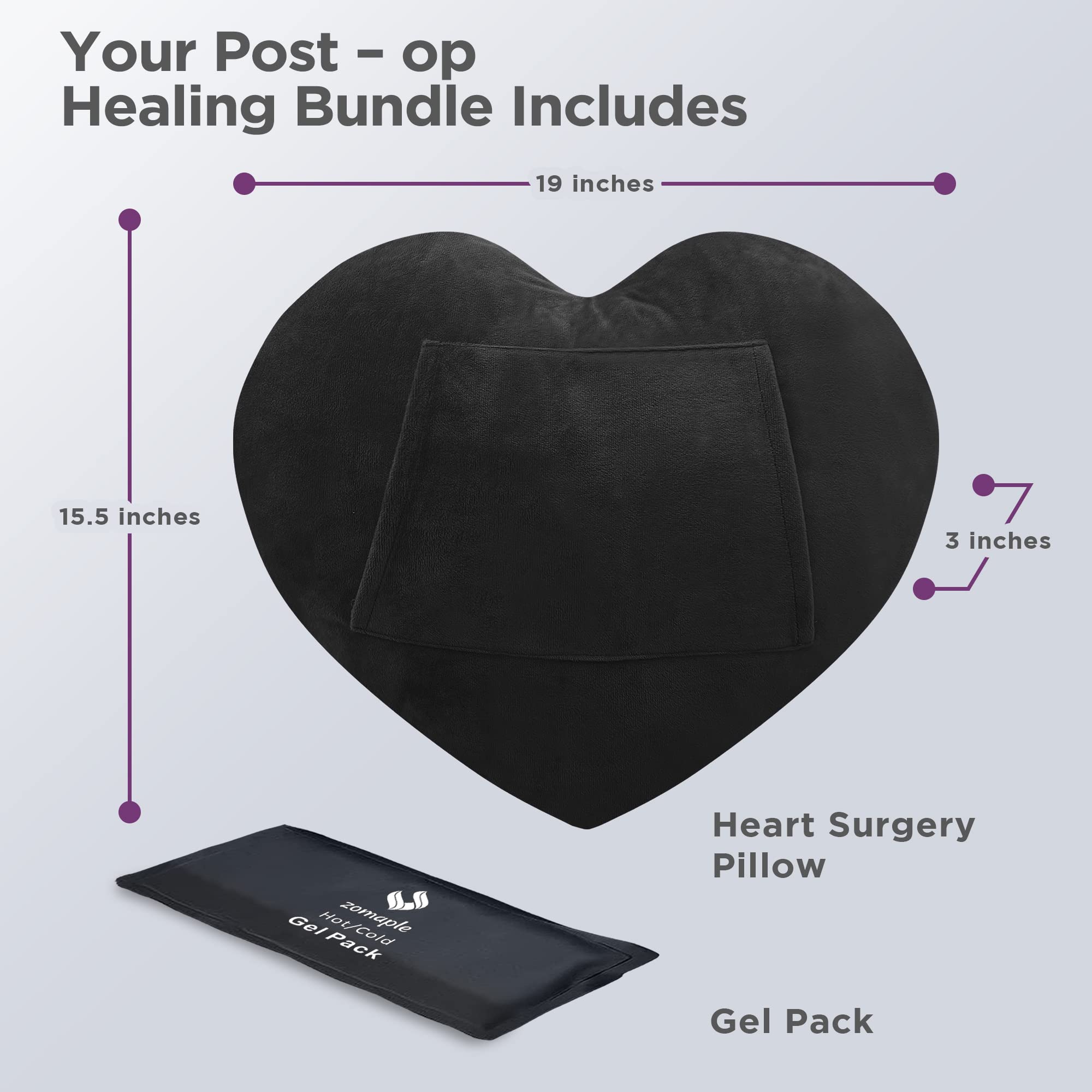 Heart Surgery Recovery Pillow with Gel Pack - Post-Surgery Comfort Pillow for Cardiac, Mastectomy, Hysterectomy & Abdominal Surgery Patients - Ideal for Cough Support and Pain Relief at Home or Hospital