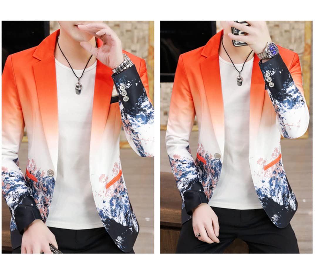 Korean Style Men's Printed Suit Jacket - Spring & Autumn Fashion Casual Blazer for Youth | Office, Dating & Party Wear